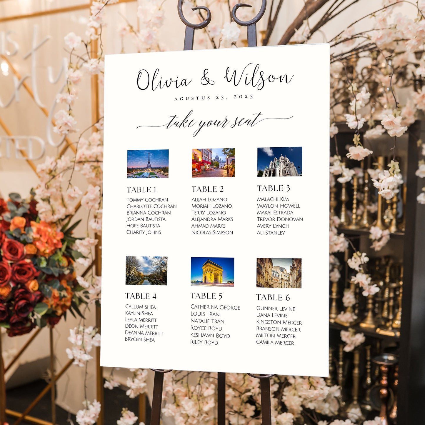 Photo Wedding Table Plan, Seating Plan With Photos, Travel Photo Wedding Table Plan, Destination Photo Seating Chart, Photo Wedding Plan