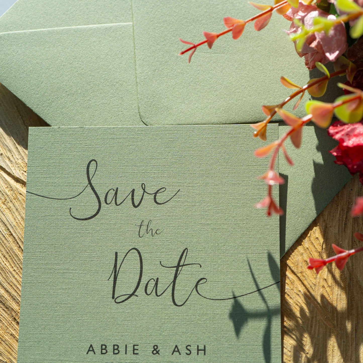 Moss Green Save The Date