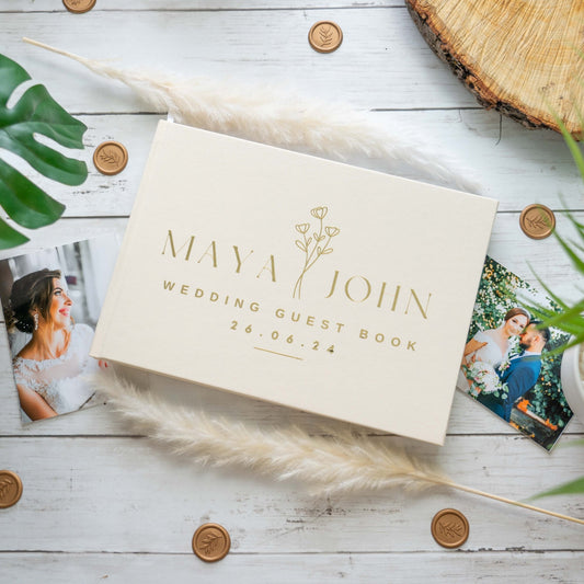 Custom wedding guest book, personalized wedding reception guestbook, engagement photo album and signing book, wedding keepsake