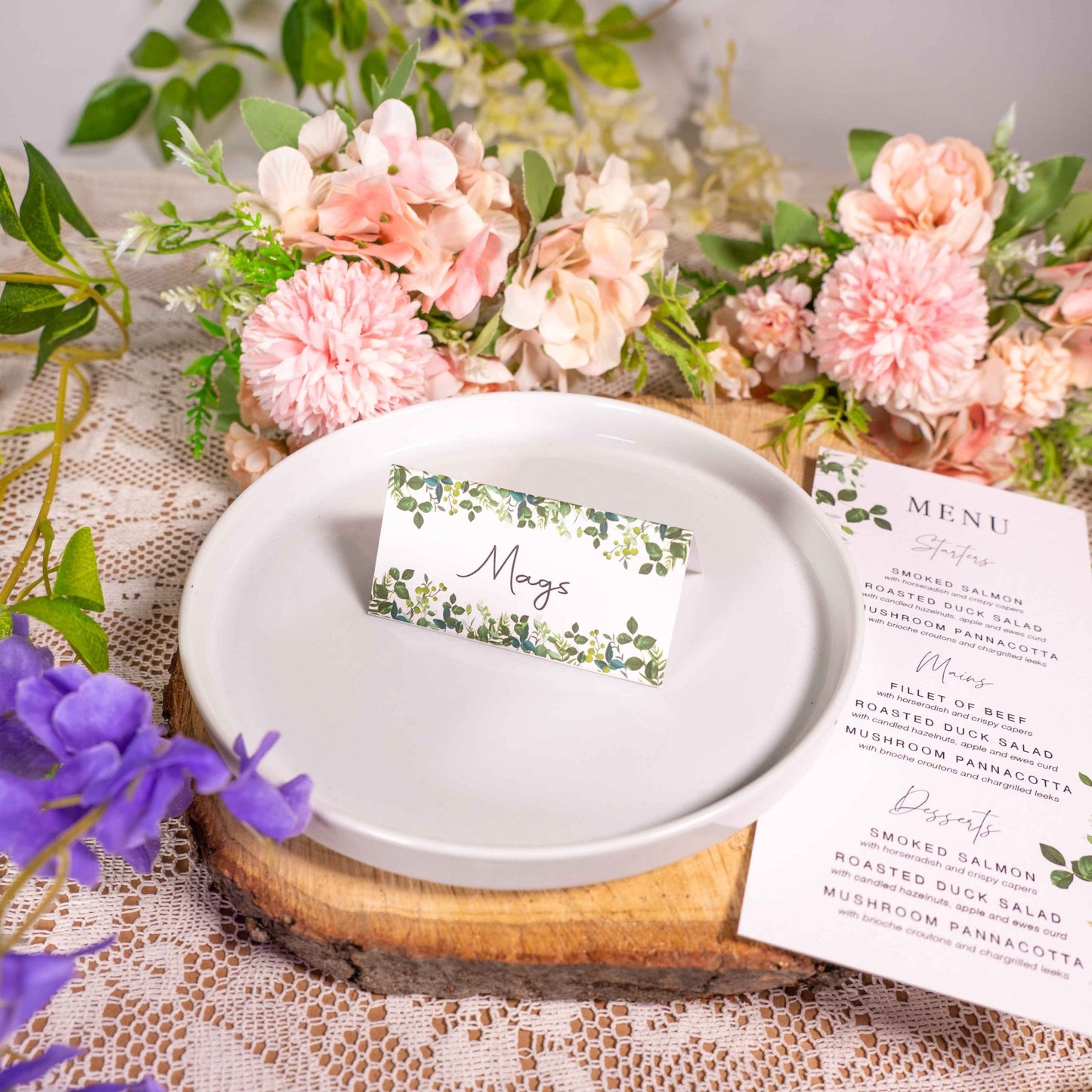 Greenery Name Place Cards