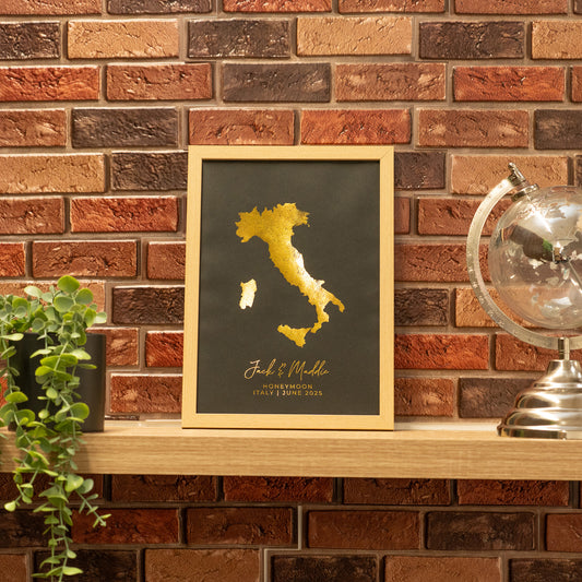 foil country map print frame