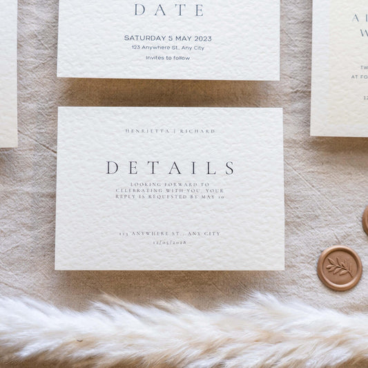 Elegant Wedding Invitation & Save the Date Set with Velum Wrap on Textured Luxury Paper