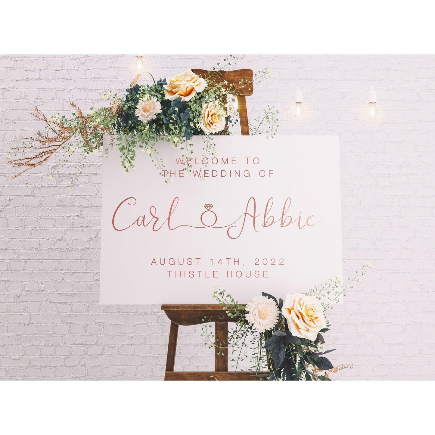 Wedding Welcome Sign | Ring Design | Modern & Clean - PeachandPearstudio