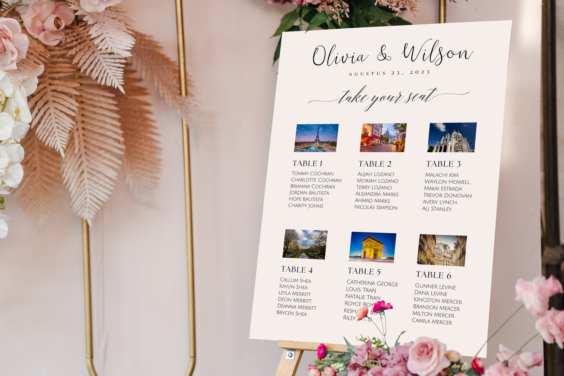 Photo Wedding Table Plan, Seating Plan With Photos, Travel Photo Wedding Table Plan, Destination Photo Seating Chart, Photo Wedding Plan