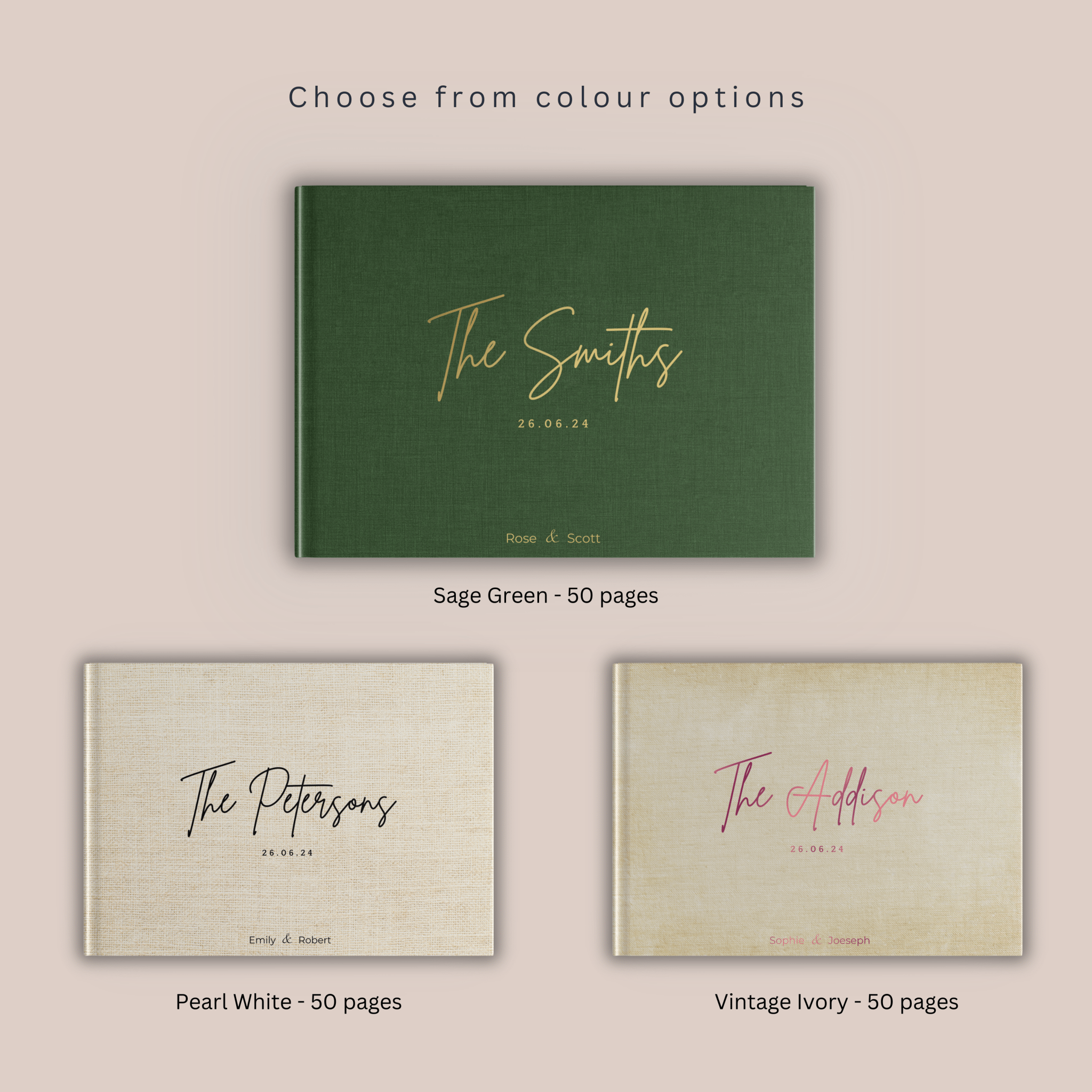 Linen Wedding Guest book For Guests