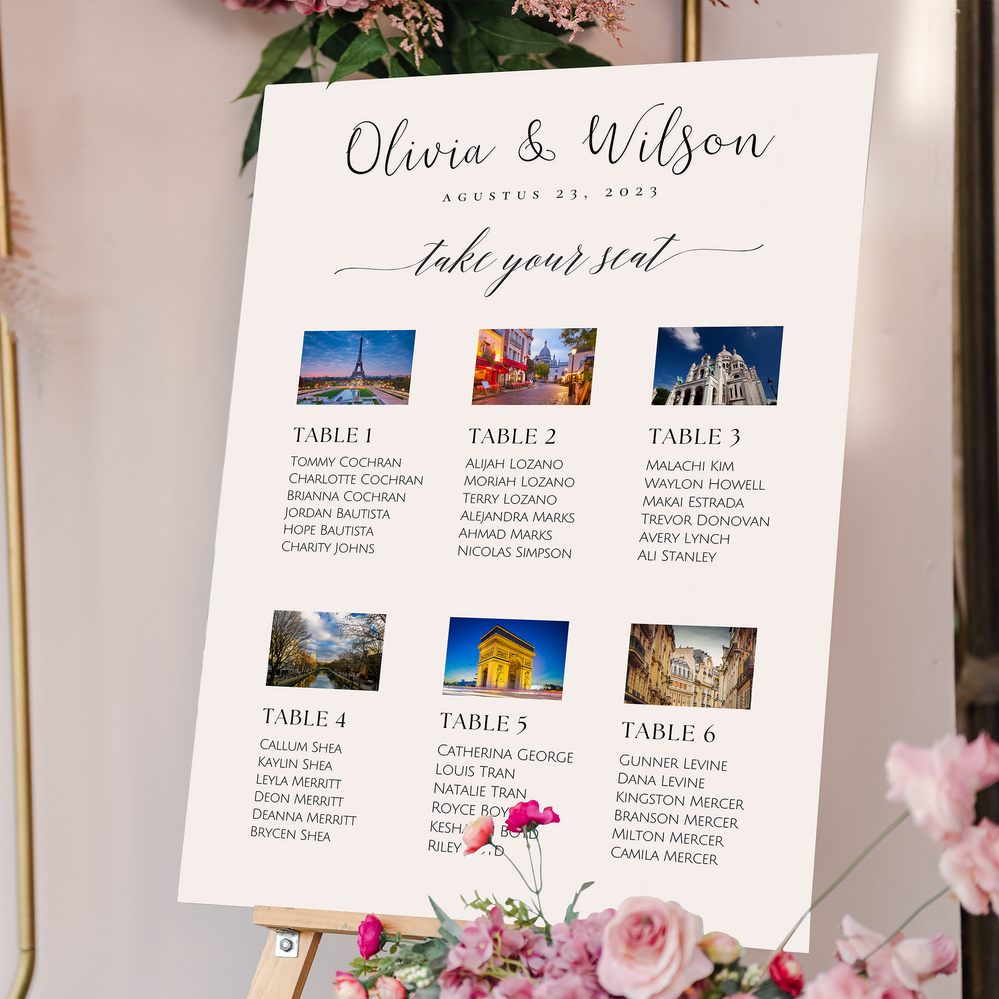 Photo Wedding Table Plan, Seating Plan With Photos, Travel Photo Wedding Table Plan, Destination Photo Seating Chart, Photo Wedding Plan