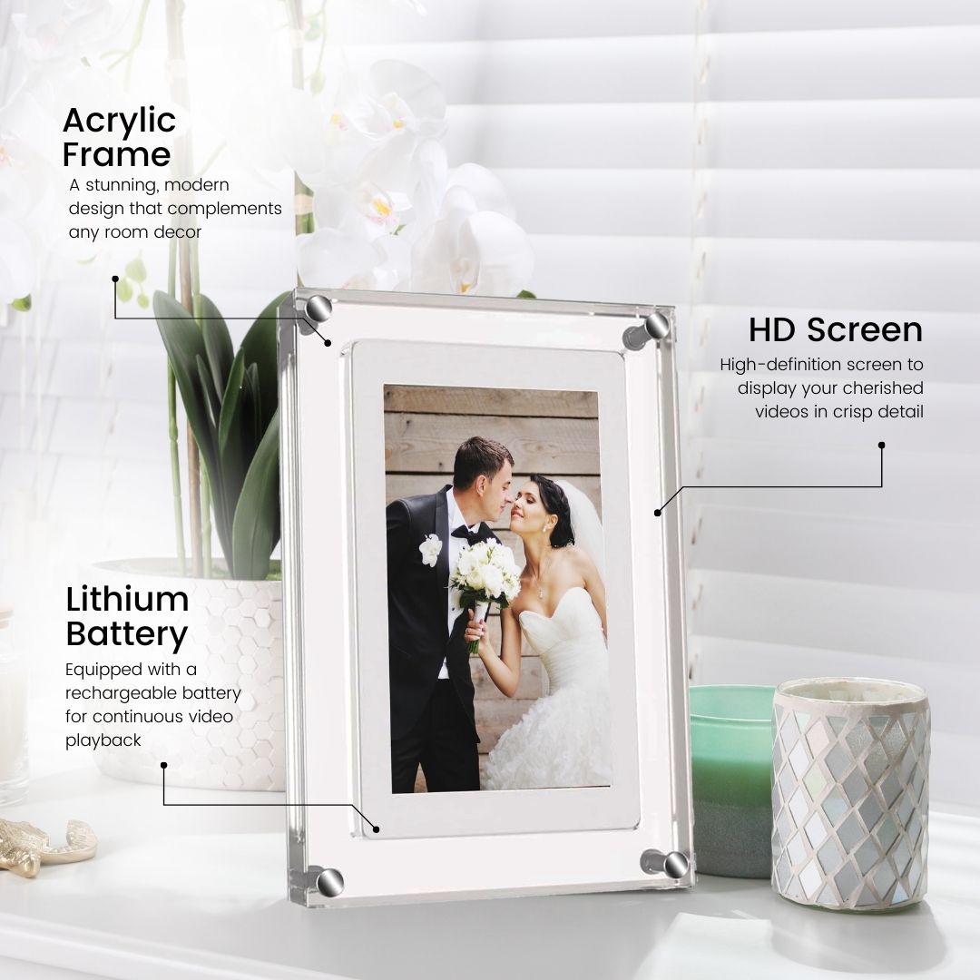 Demaree Frame Wedding Video Digital Photo Frame With Personalised Gift Box – Peach & Pear