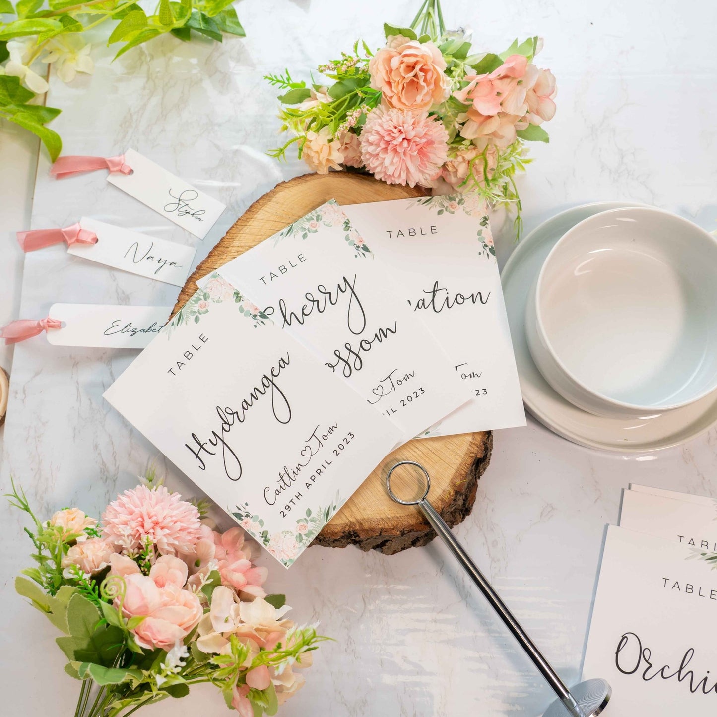 Floral Table Number Cards