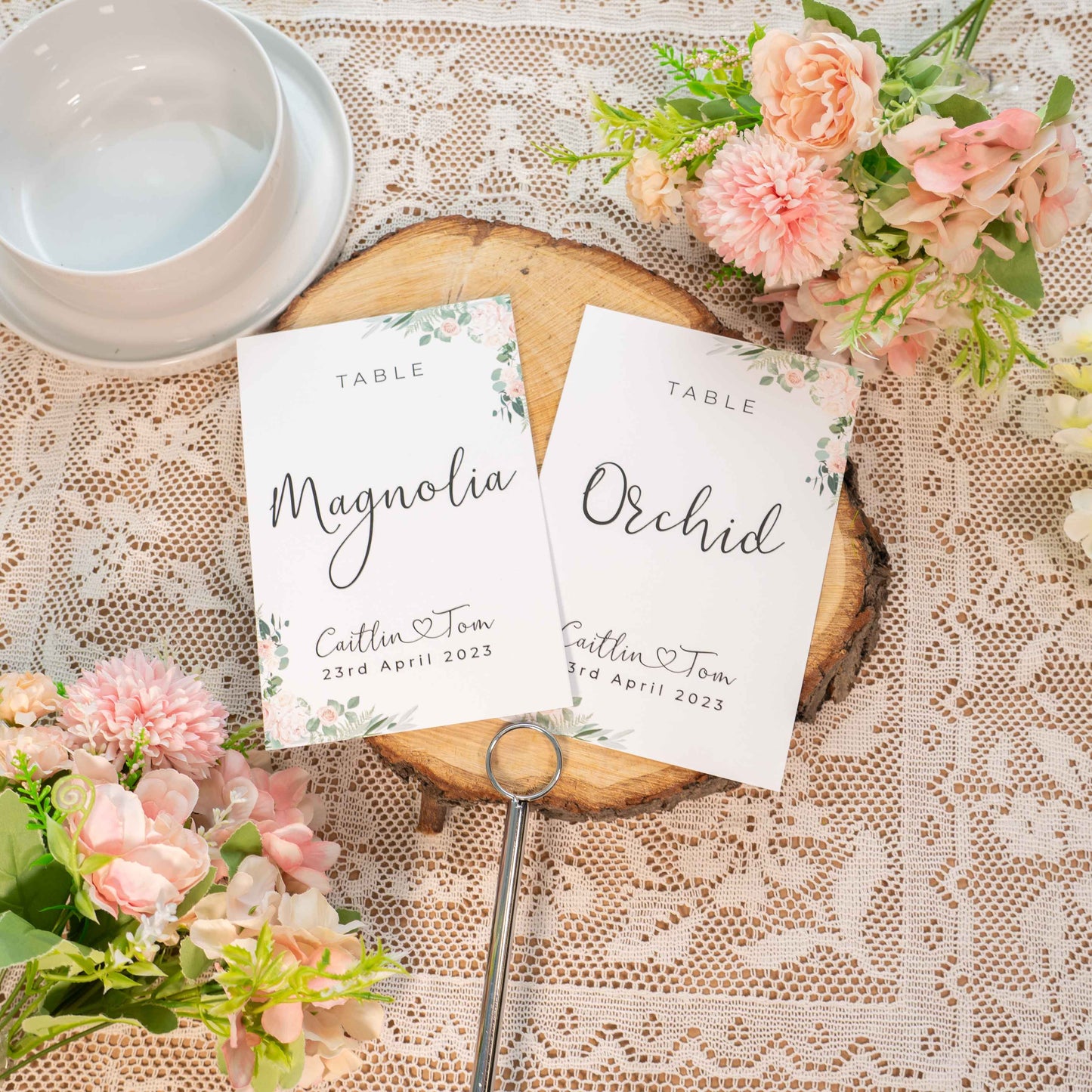 Floral Table Number Cards