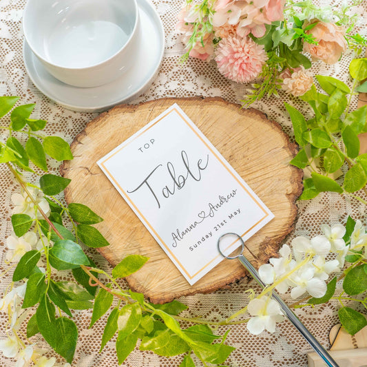 Golden Border Table Number Cards