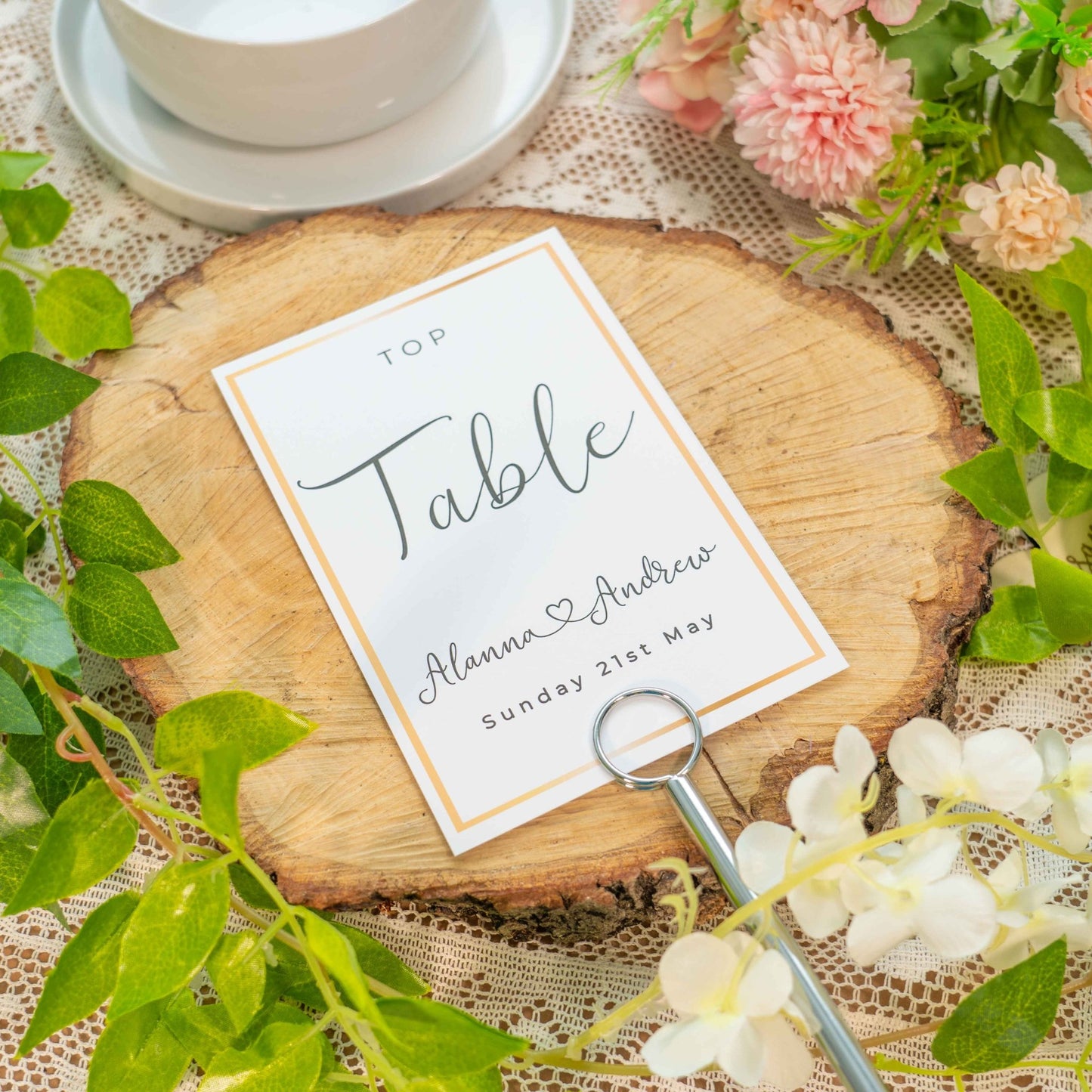 Golden Border Table Number Cards