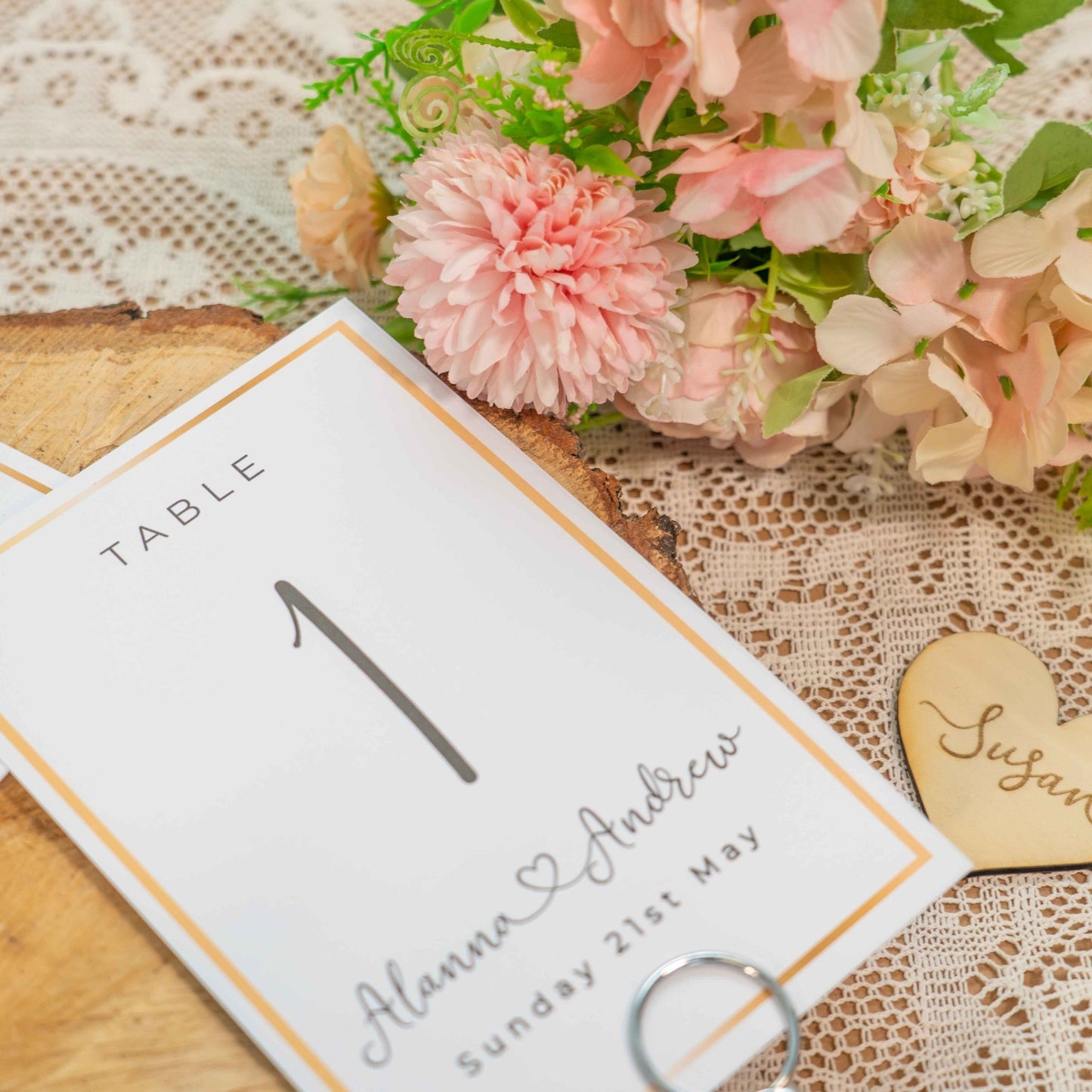 Golden Border Table Number Cards