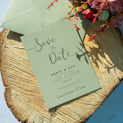Moss Green Save The Date