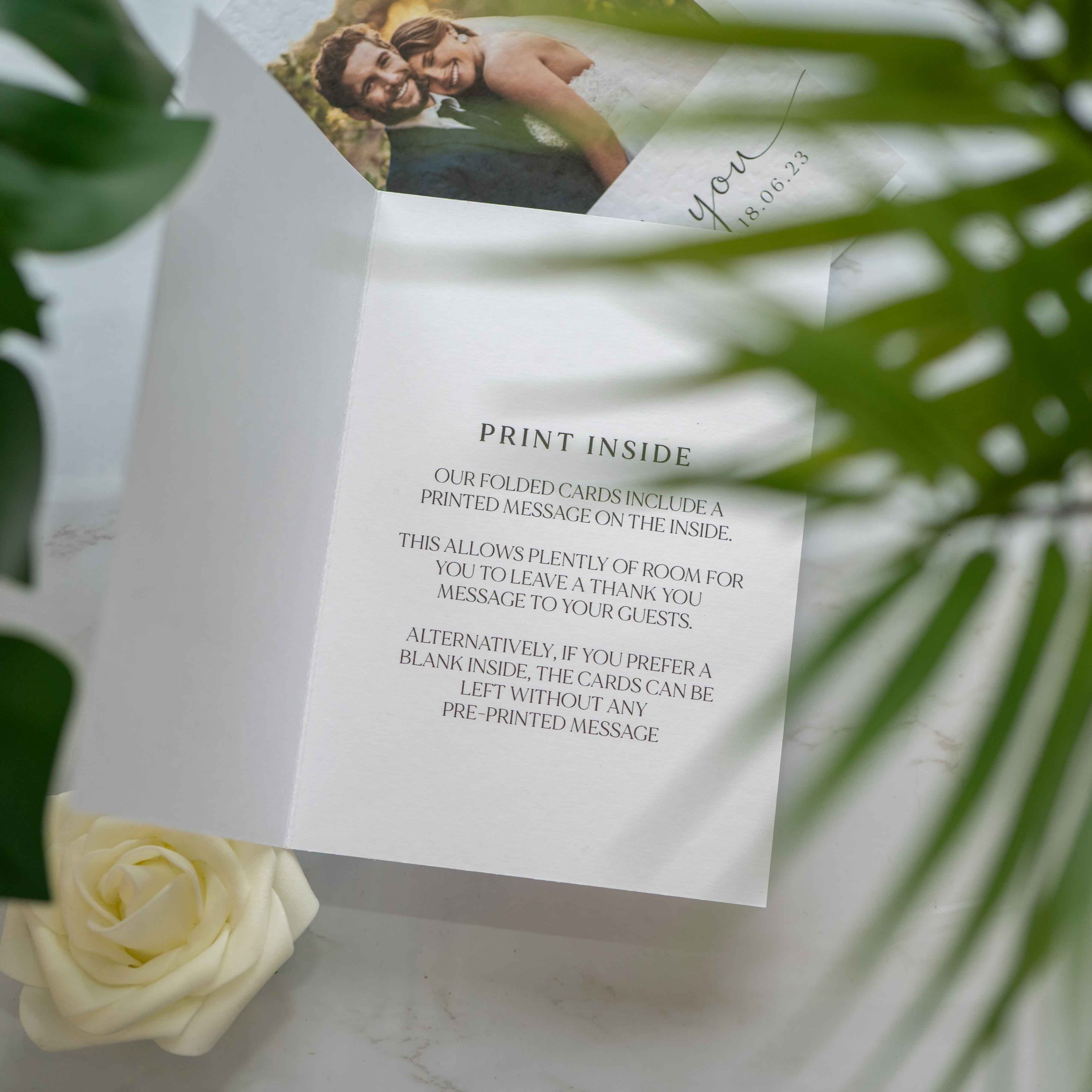 Custom wedding thank you card for newlyweds with elegant typography