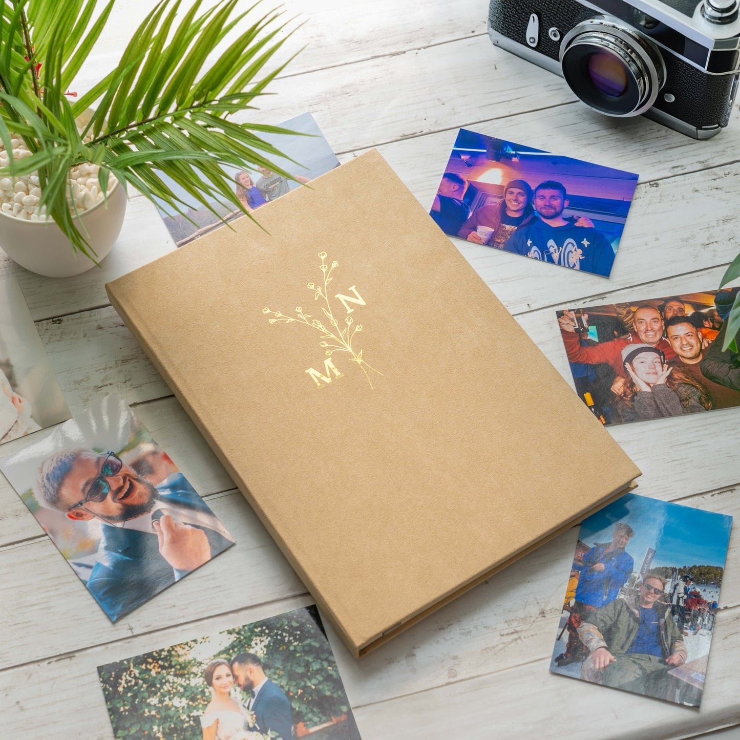 Stylish and Unique Photo Wedding Family Album, Handmade, 4x6, 5x7, for 80-200 photos, Personalized Real GOLD lettering, Scrapbooking