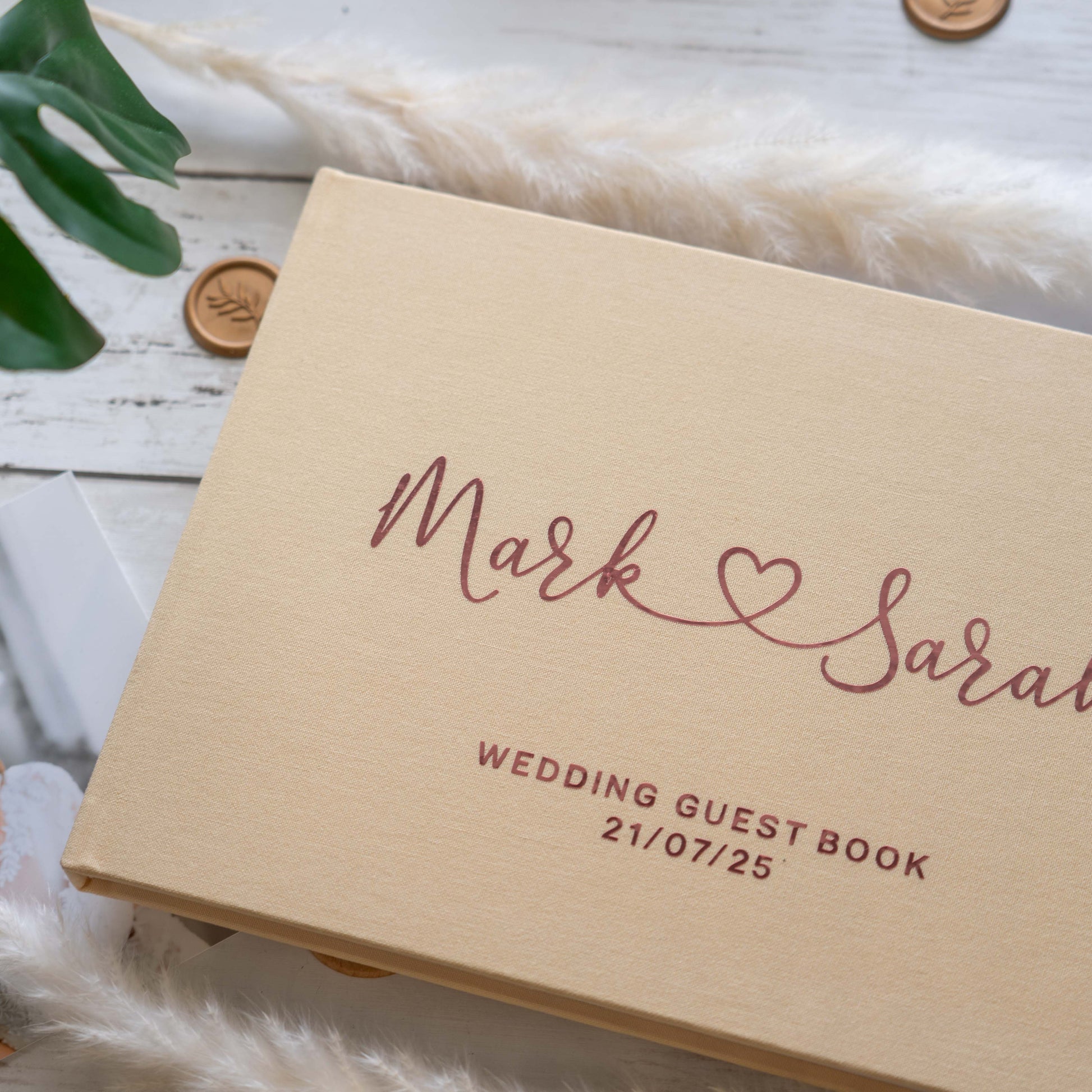 Simple Wedding Guest Book, Linen Wedding Guest Book, Printed Guestbook, Modern Guest Book, Personalised Guest Book, Unique Wedding Guestbook