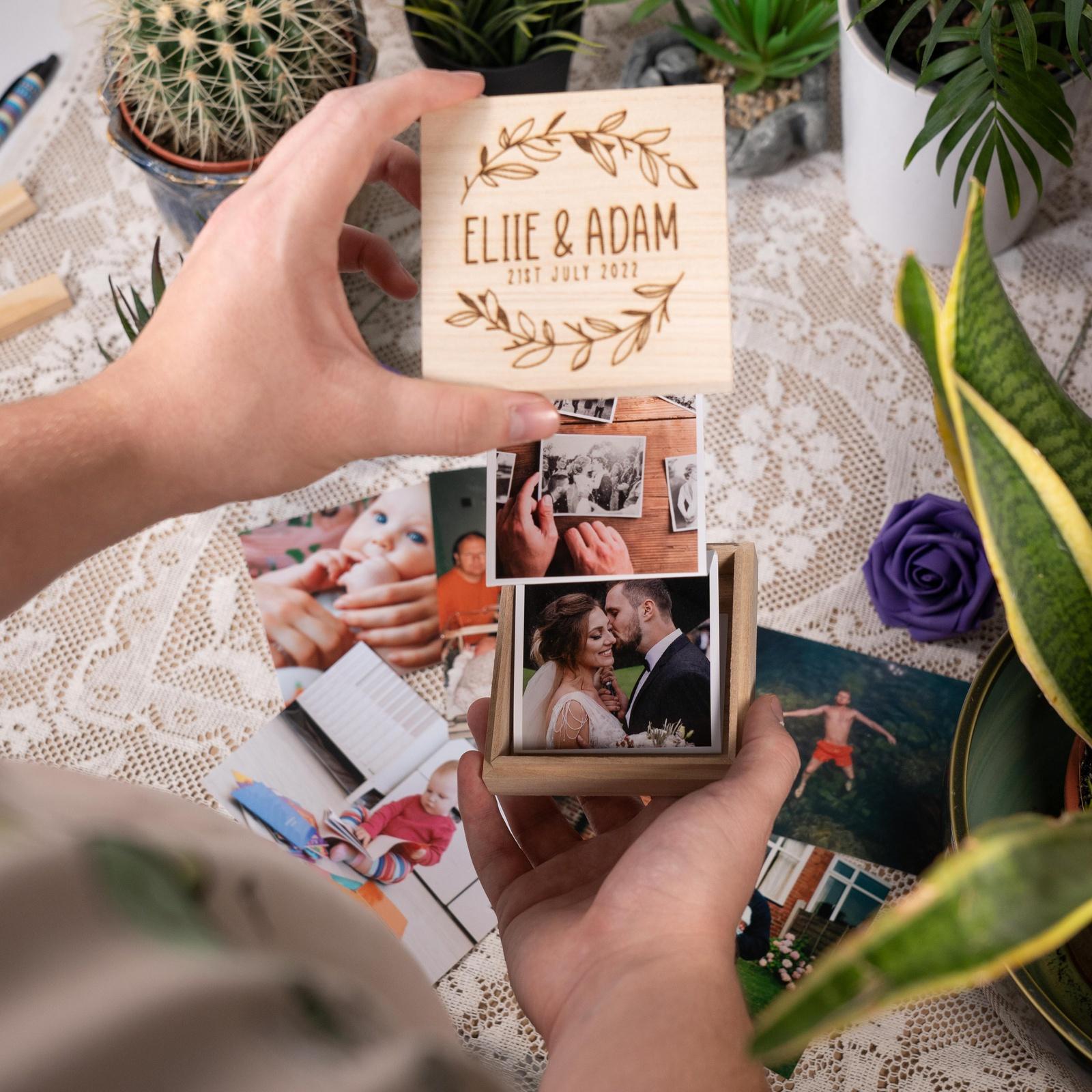 Pop Out Box Examples Engraved Pop Out Photo Box – Peach & Pear