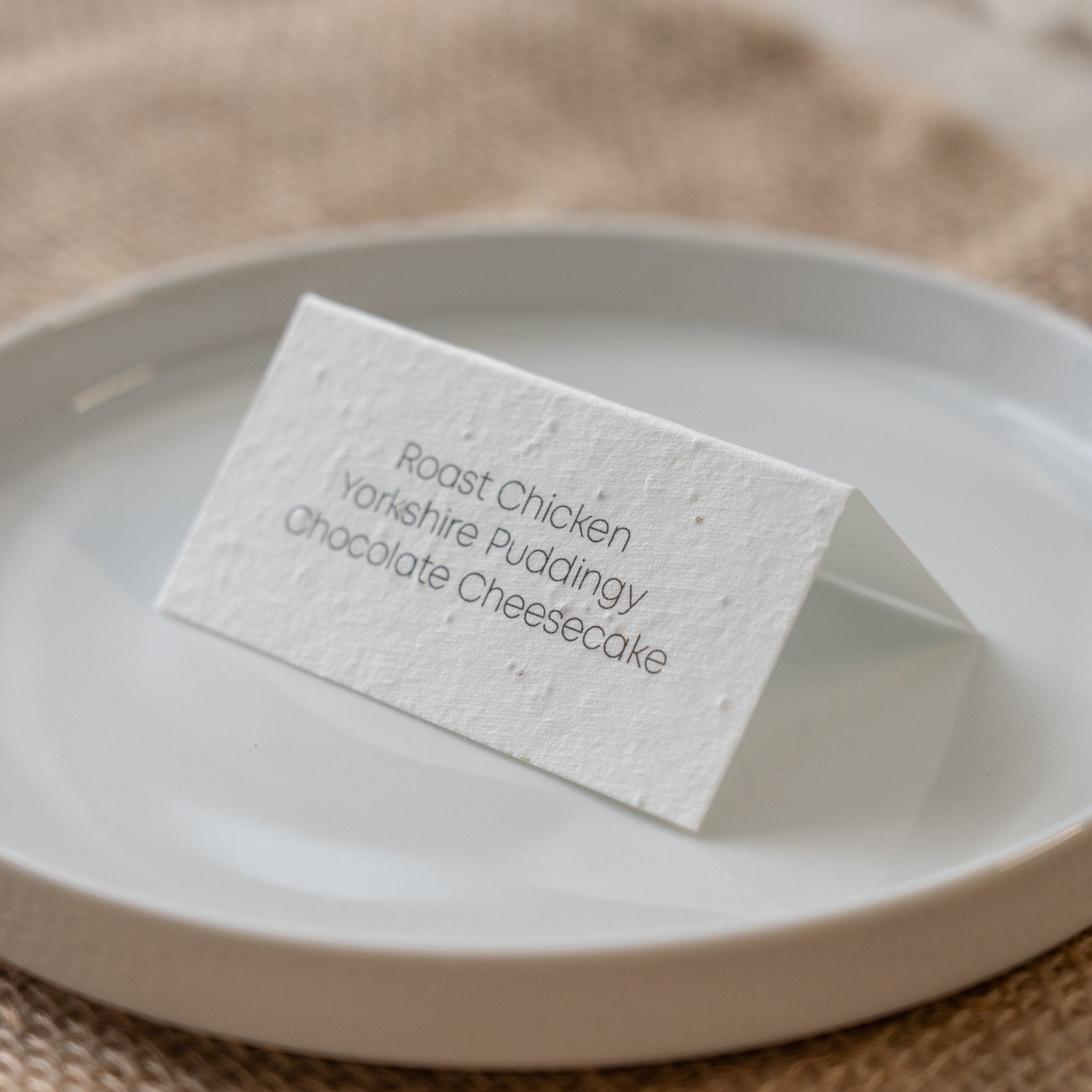 floral seeded place cards, zero waste wedding place cards, eco wedding name tags