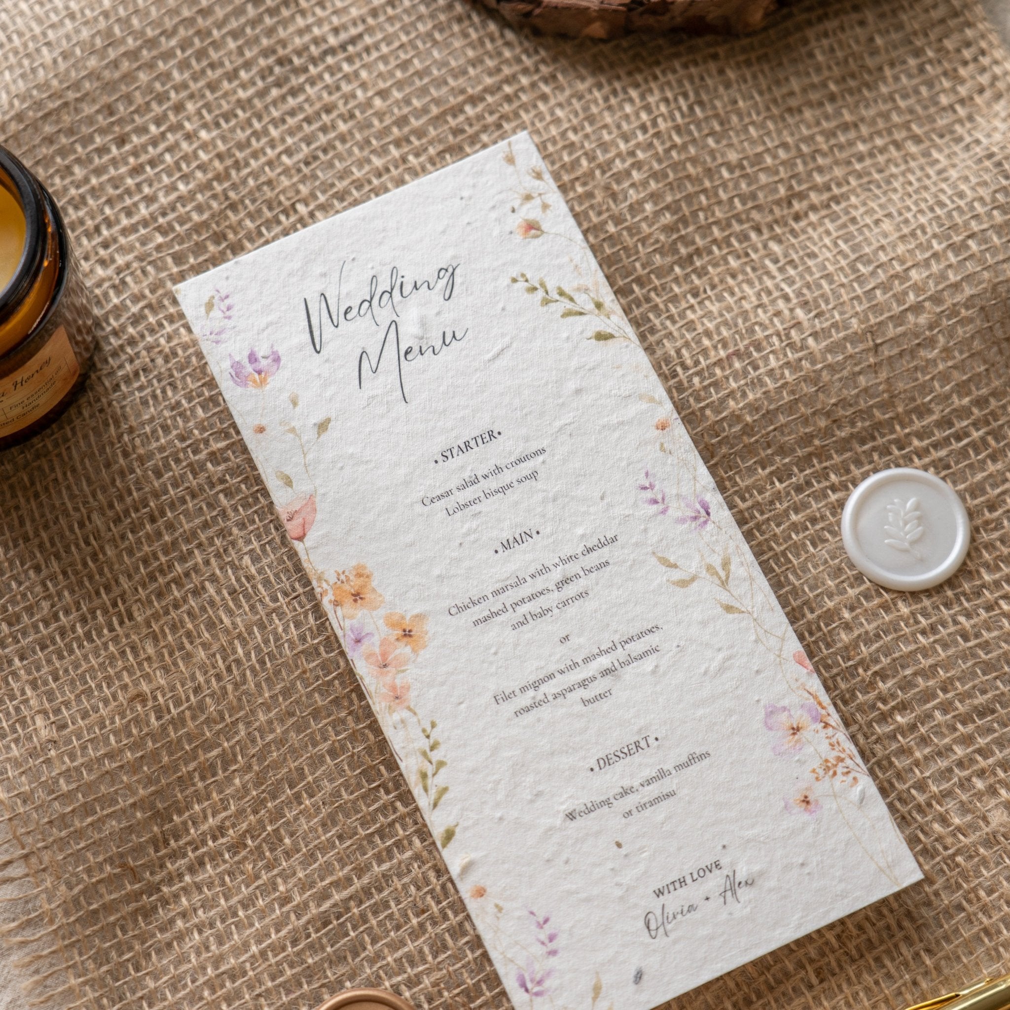 seeded wedding menus, plantable wedding menus, eco friendly wedding menus, biodegradable wedding menus, seeded paper menus, sustainable wedding stationery, wildflower seeded menus, eco wedding menus, zero waste wedding menus, green wedding ideas, rustic wedding menus, floral seeded menus, plantable paper menus, compostable wedding menus, eco conscious wedding stationery