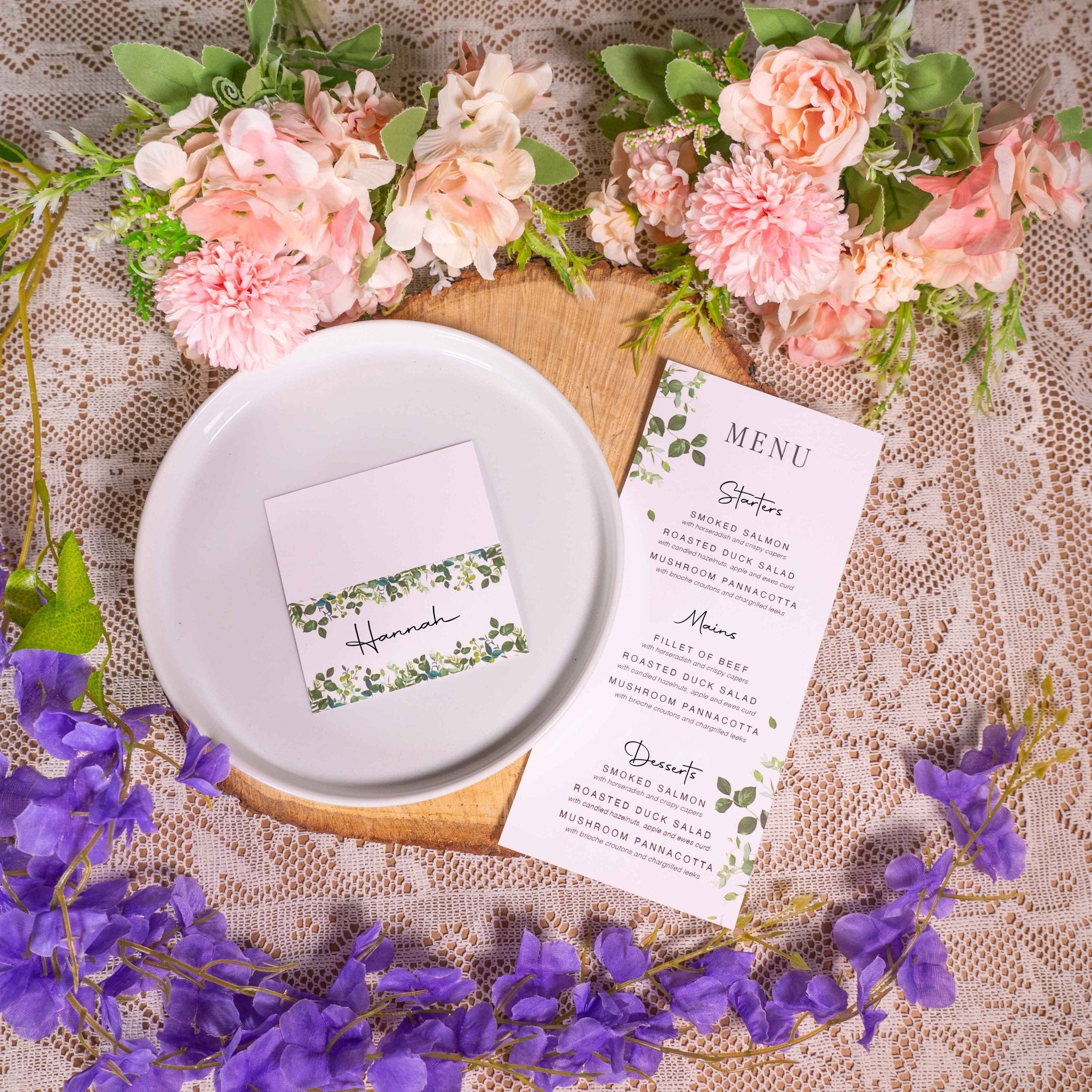 Greenery Name Place Cards