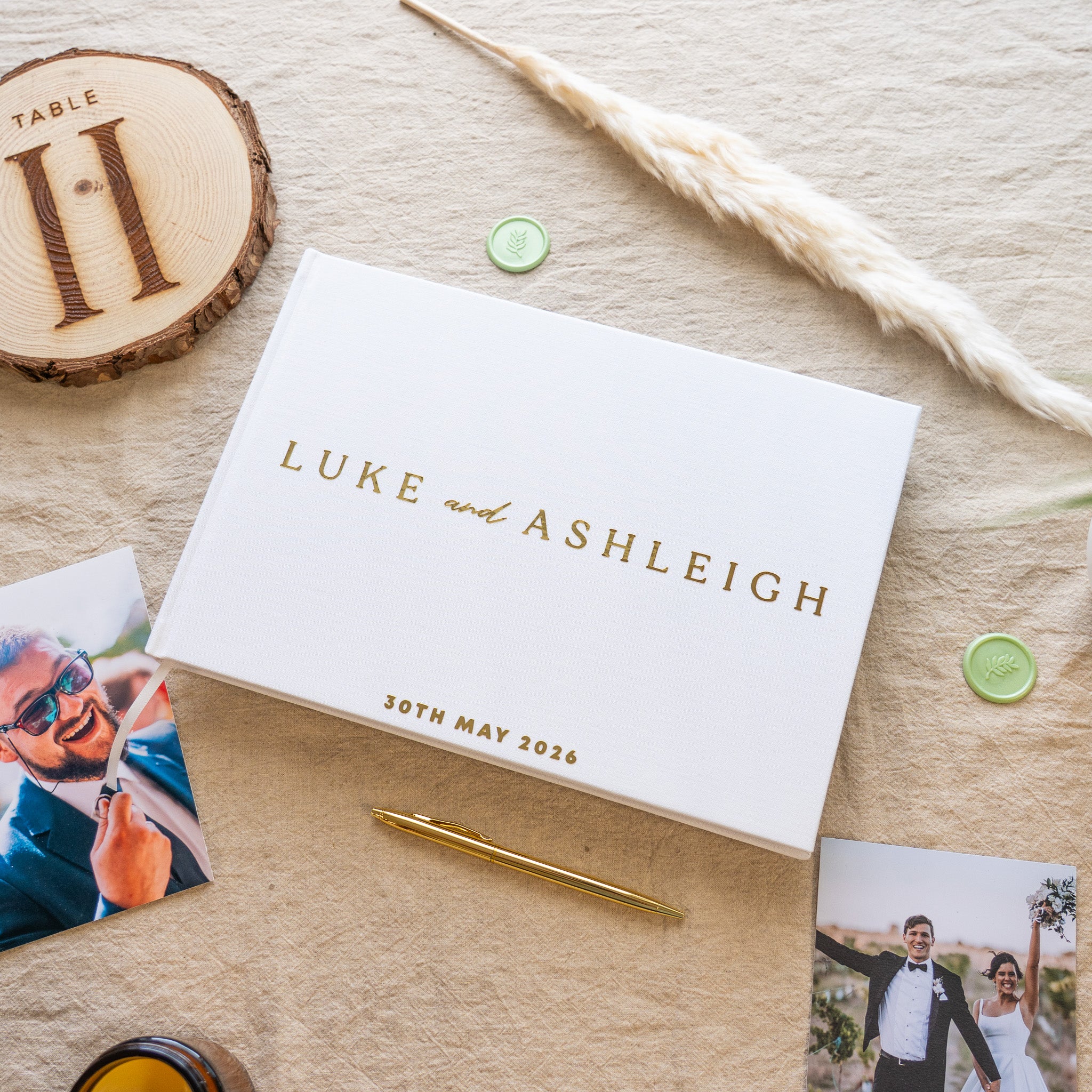 white wedding guest book