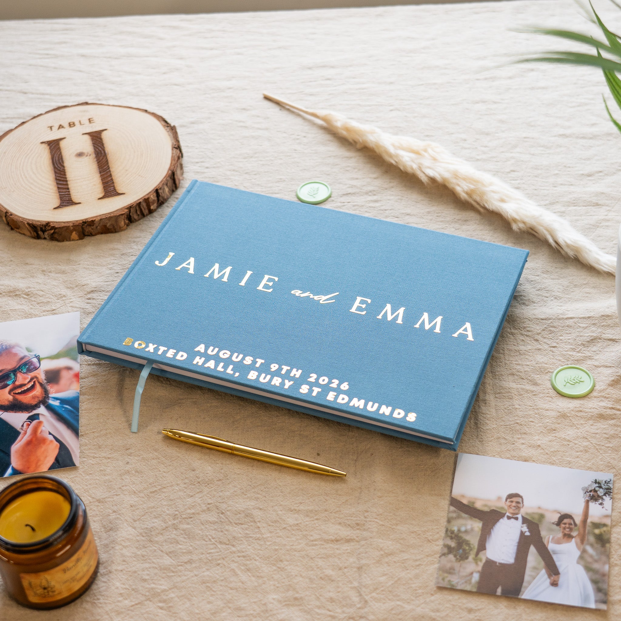 sky blue guest book, light blue guest book