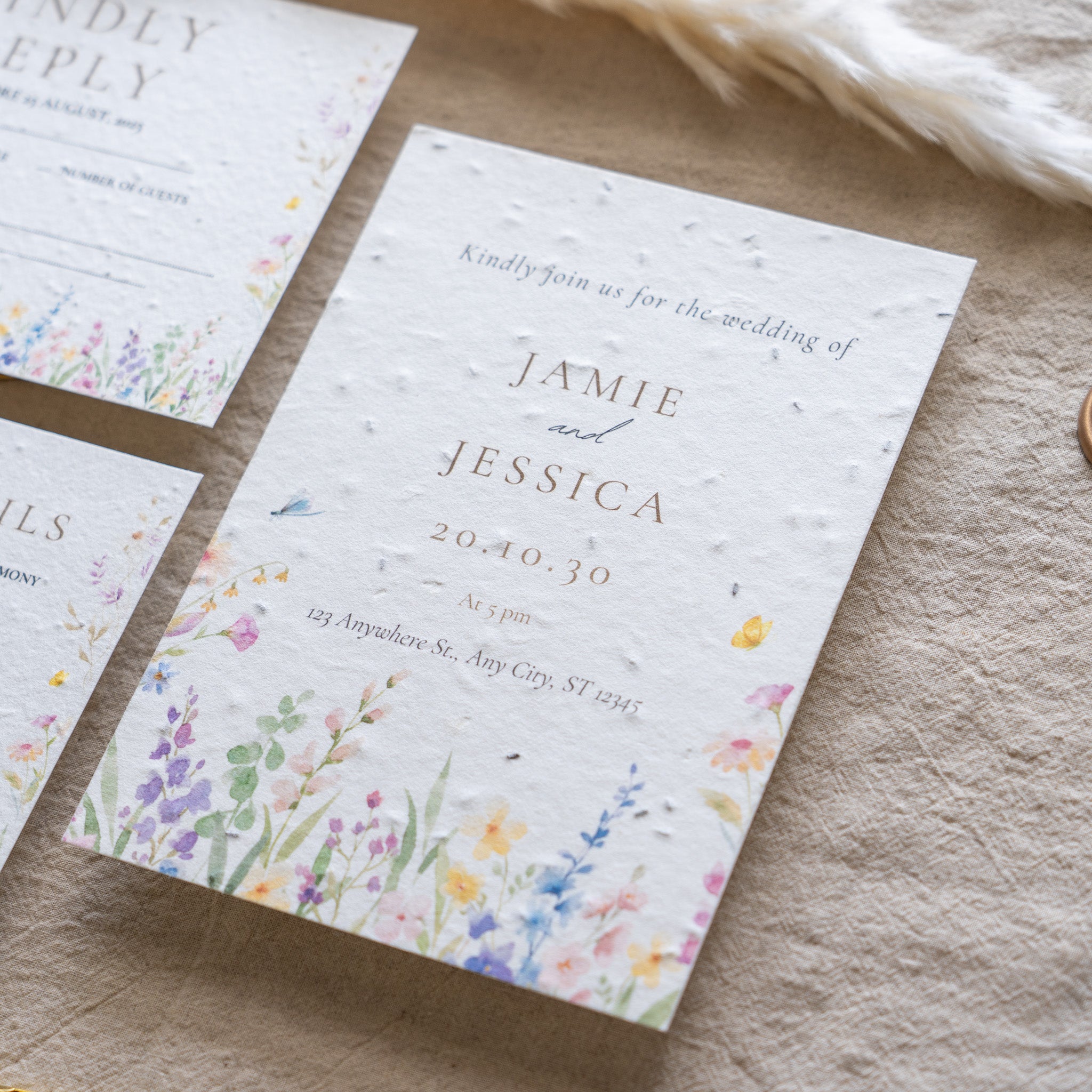 Floral Plantable Seeded Paper Wedding Invitations