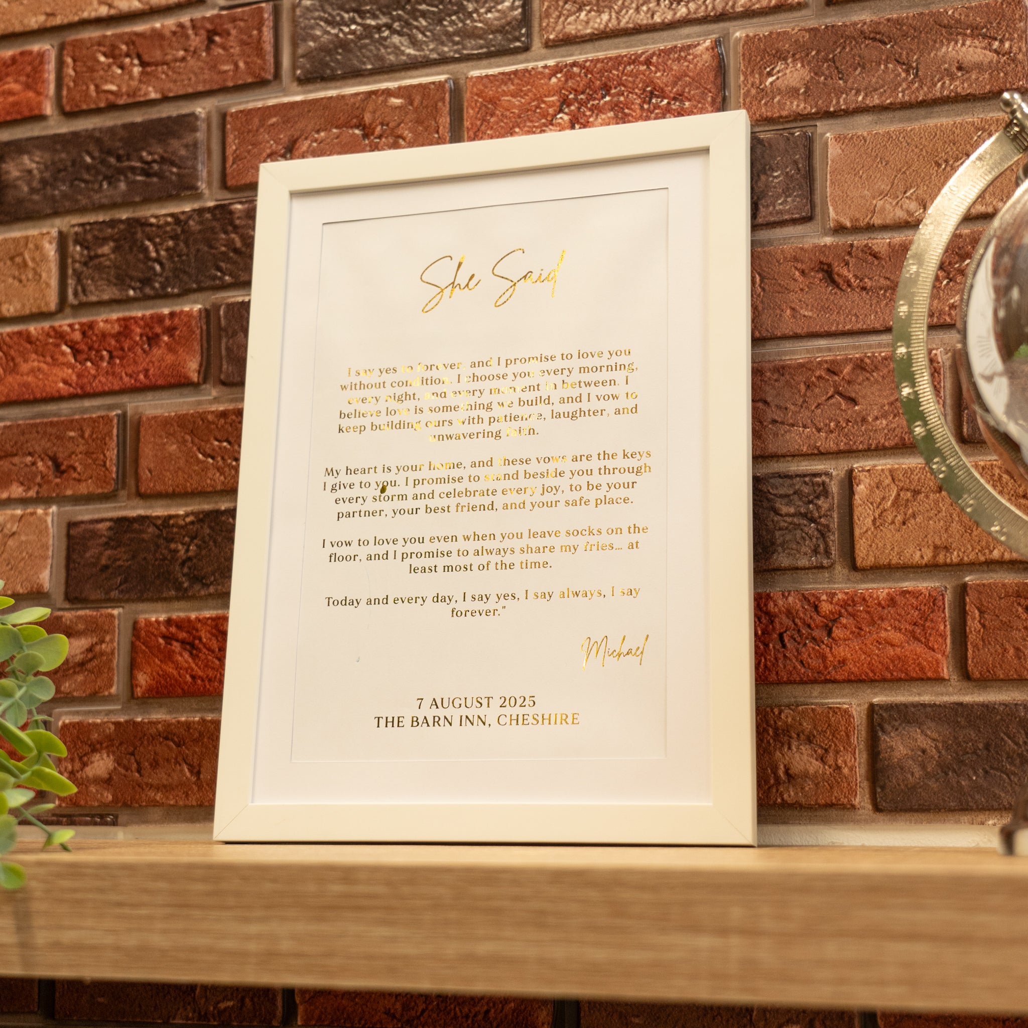Gold Foil Wedding Vow Renewal Gifts