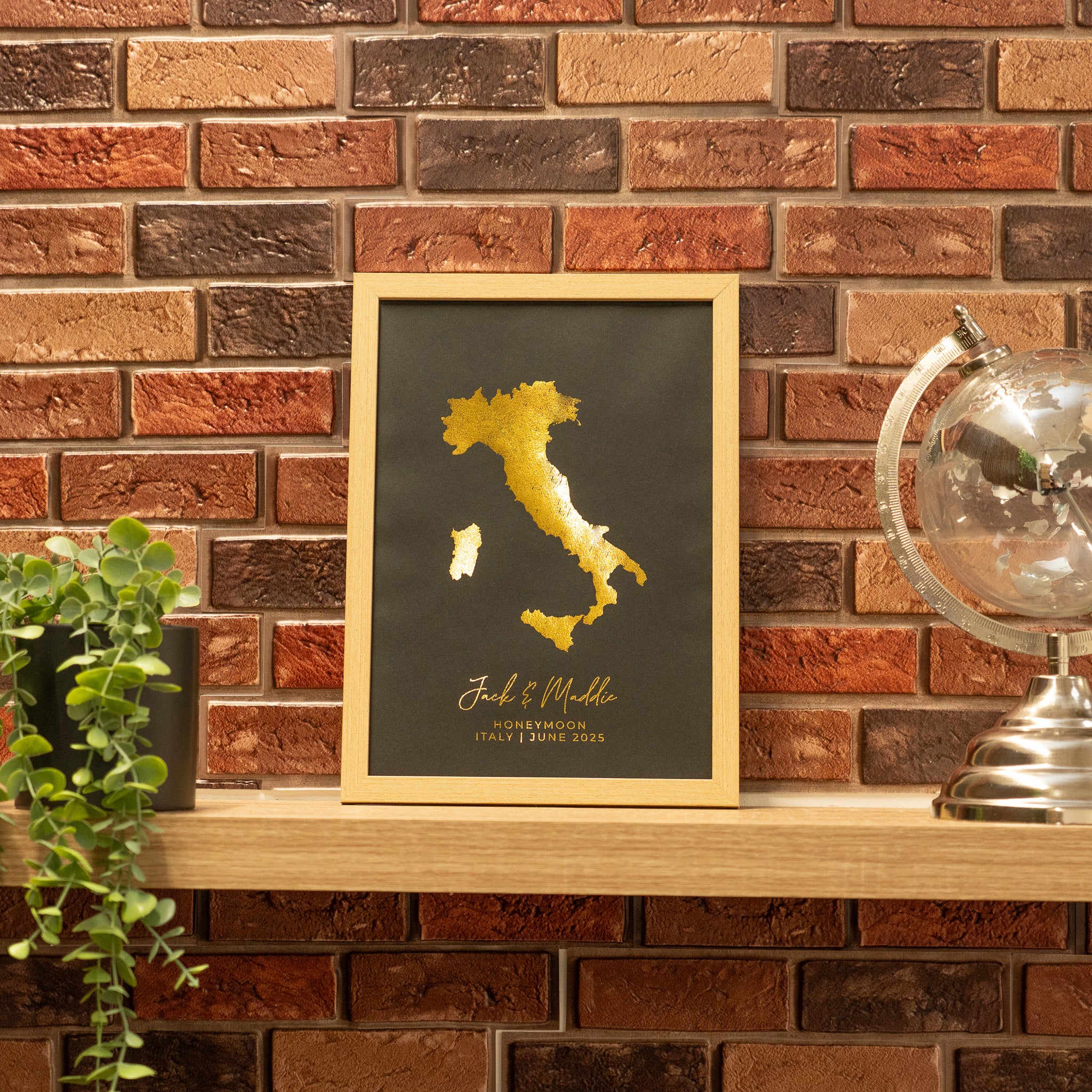 foil country map print frame