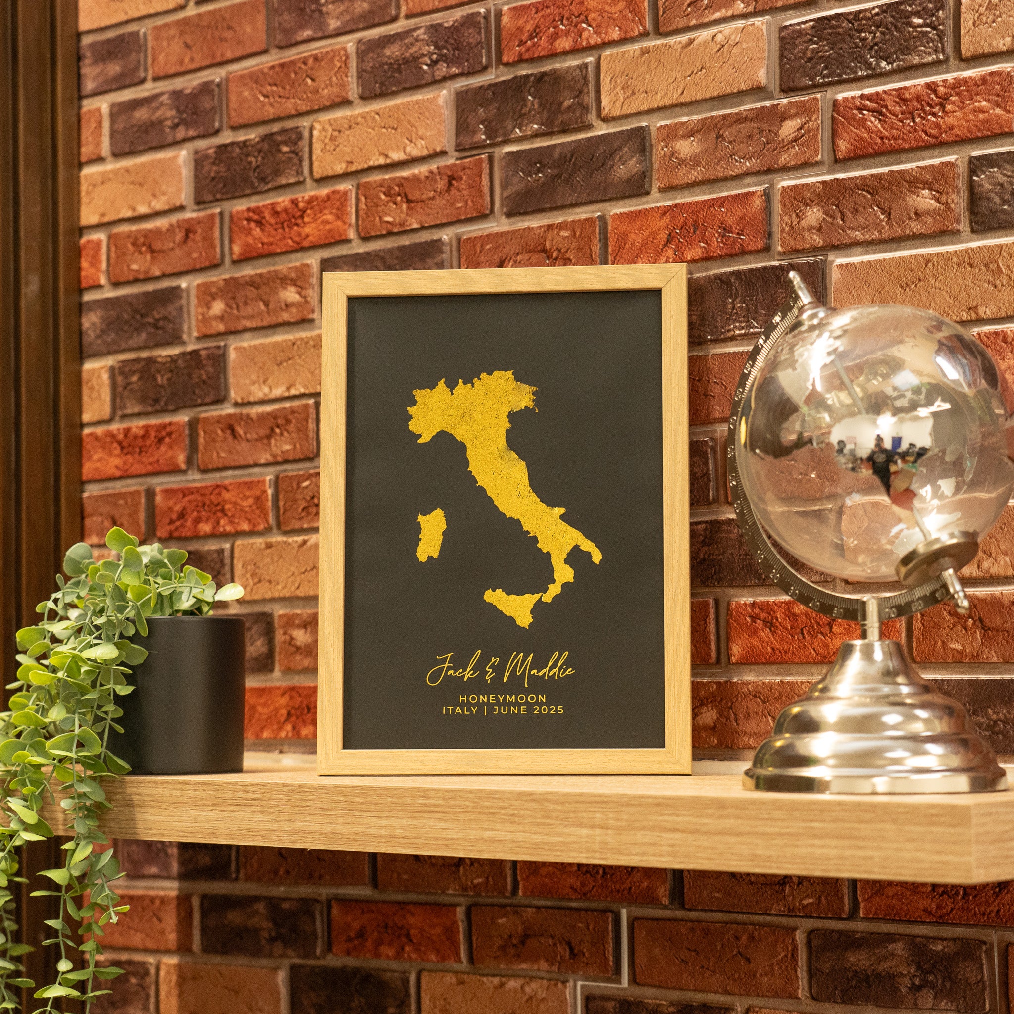 foil country map print frame