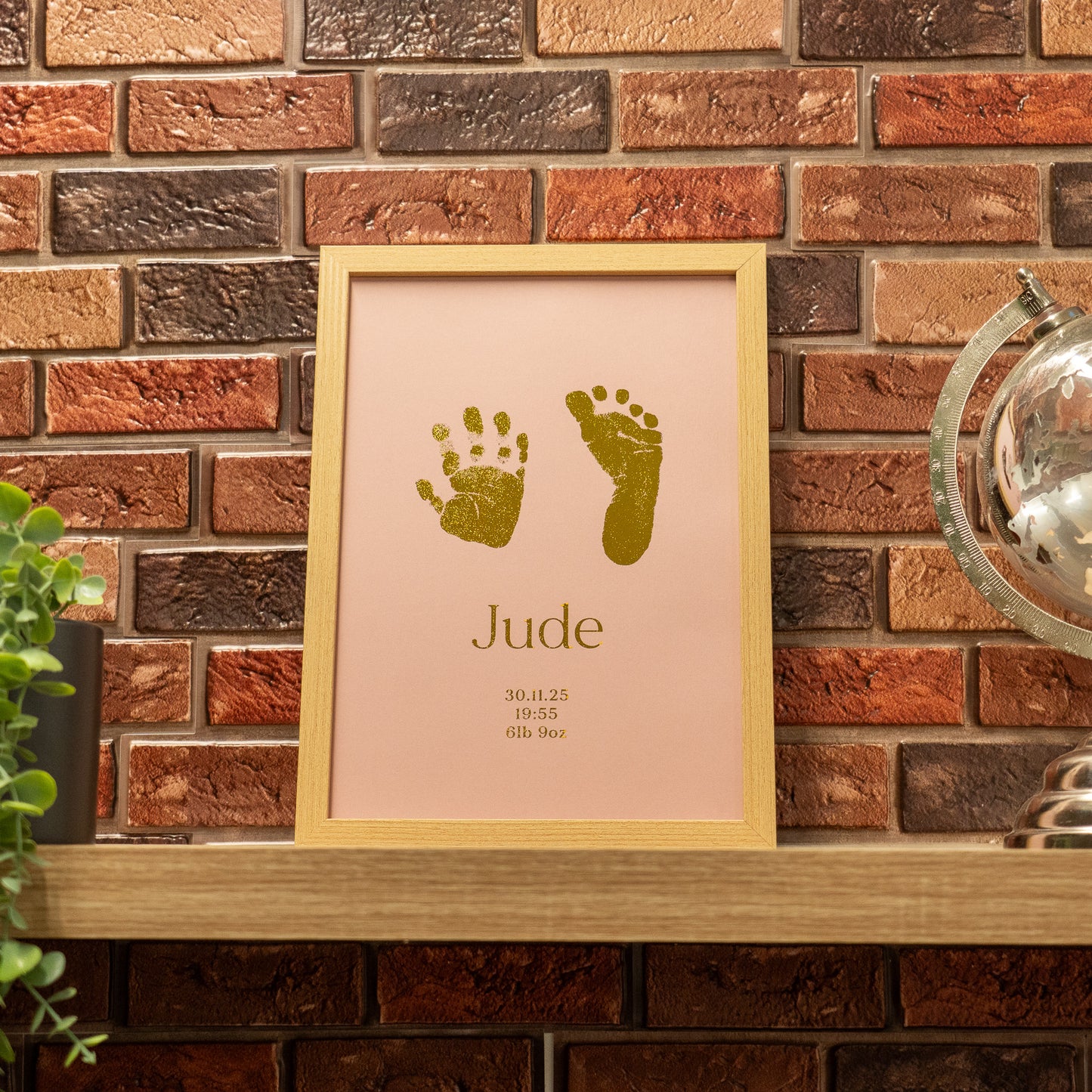 Luxury baby foil artwork with name, date of birth and weight, framed keepsake