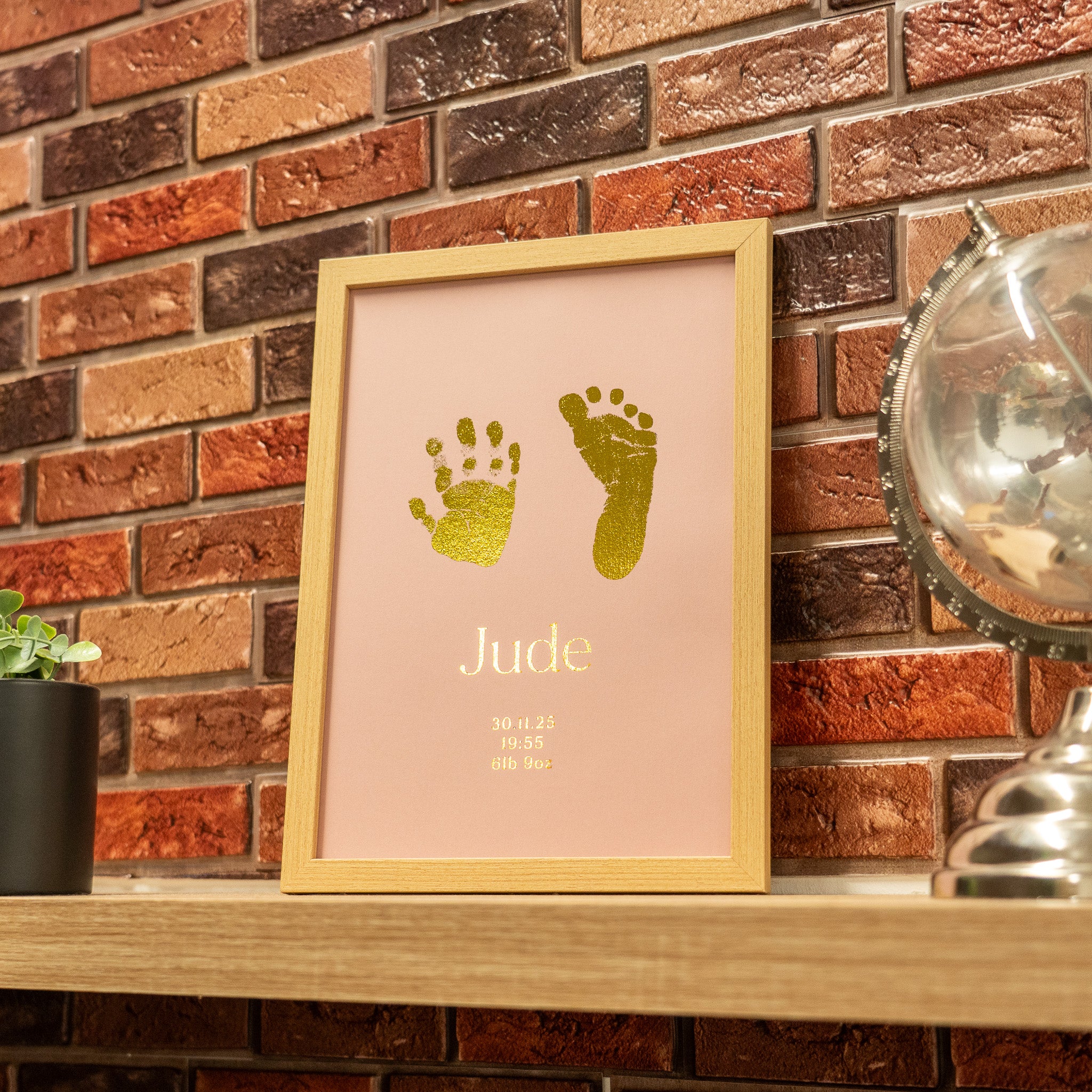 Minimalist baby foil typography print, personalised nursery wall decor