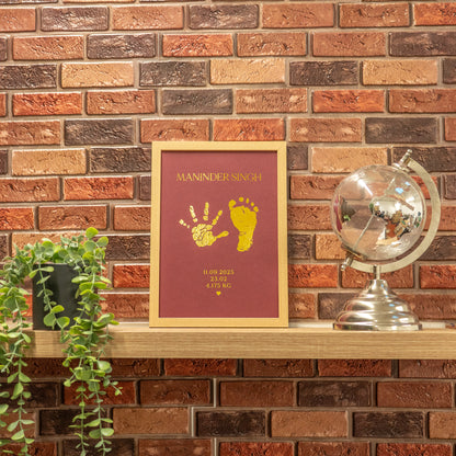 New baby gift foil frame with custom name and birth stats