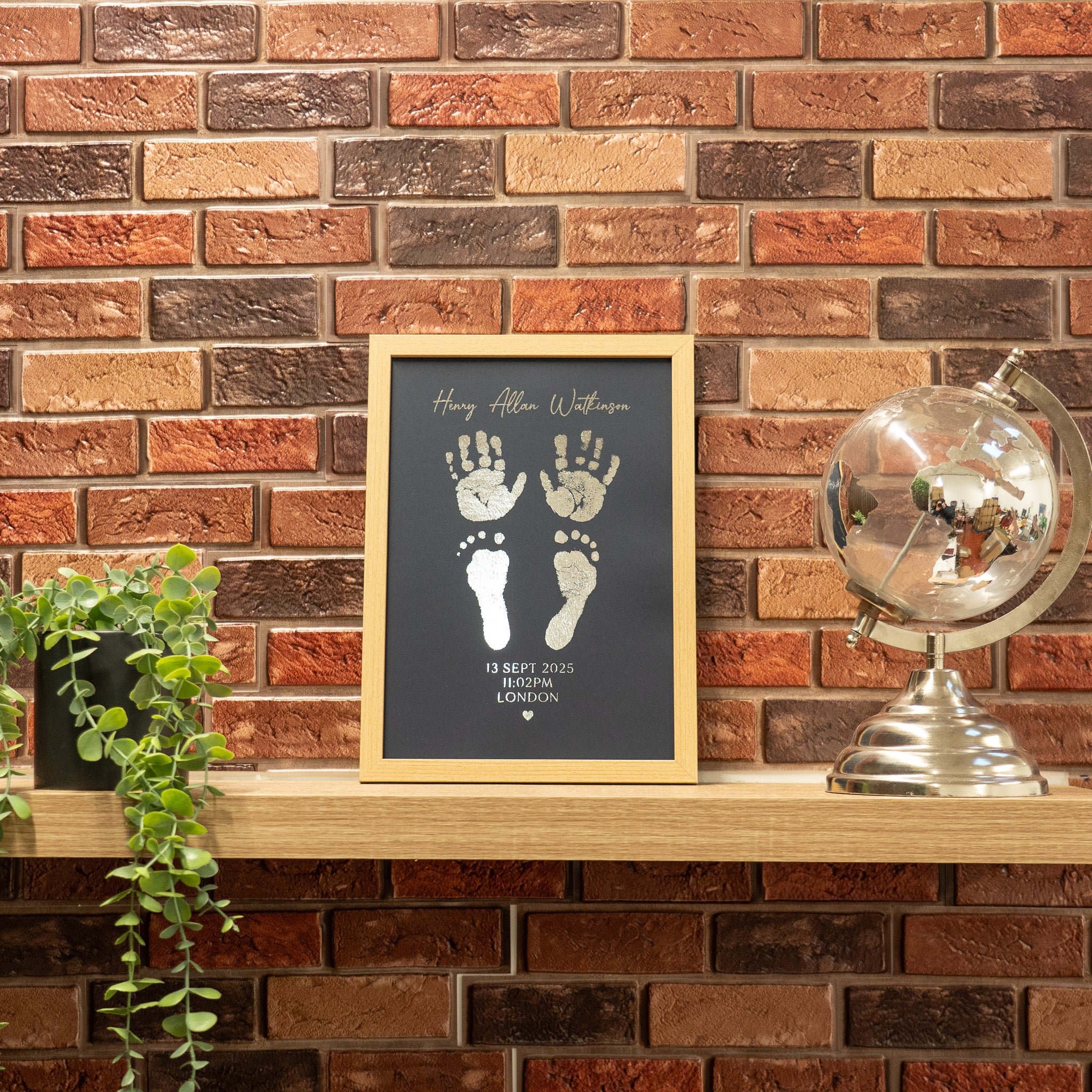 Foil baby name print framed, timeless keepsake for new parents