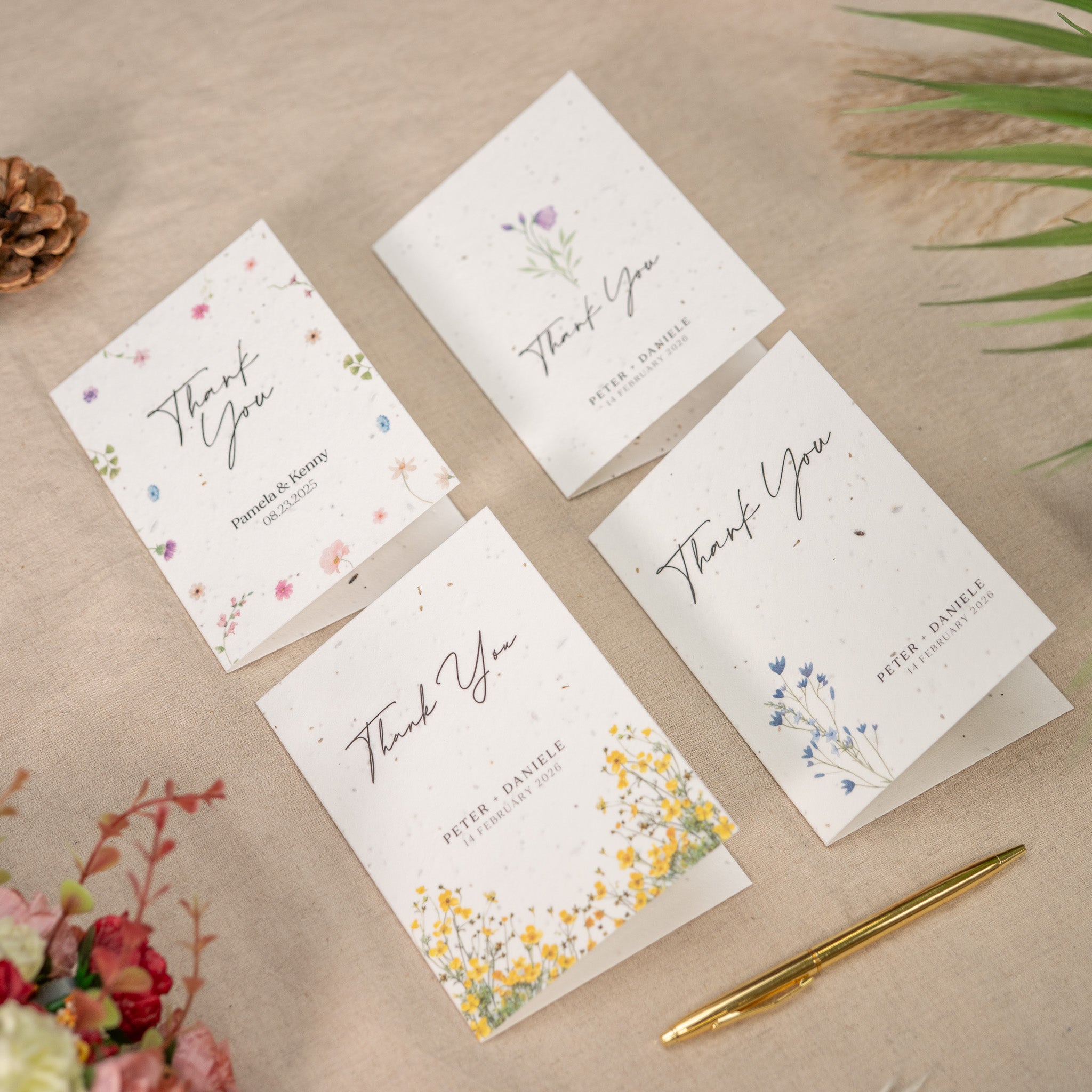 Wildflower Seed Paper Wedding Notes – Plantable Appreciation Cards – Eco Friendly Bridal Stationery