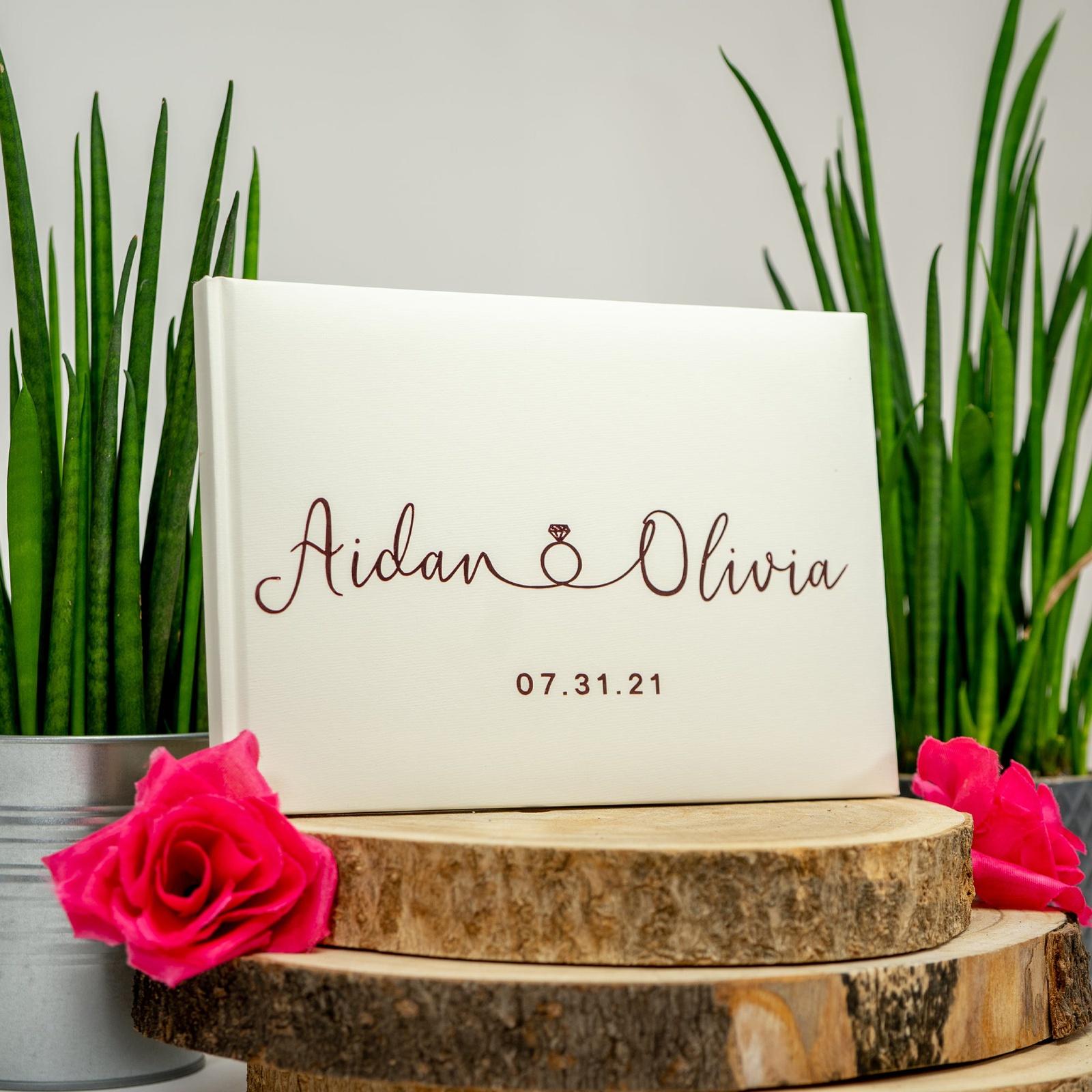 Guest Book, Wedding Guestbook, Visitor Book, Ring Design - PeachandPearstudio