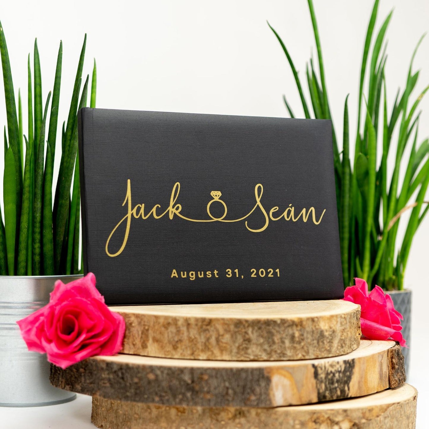 Guest Book, Wedding Guestbook, Visitor Book, Ring Design - PeachandPearstudio