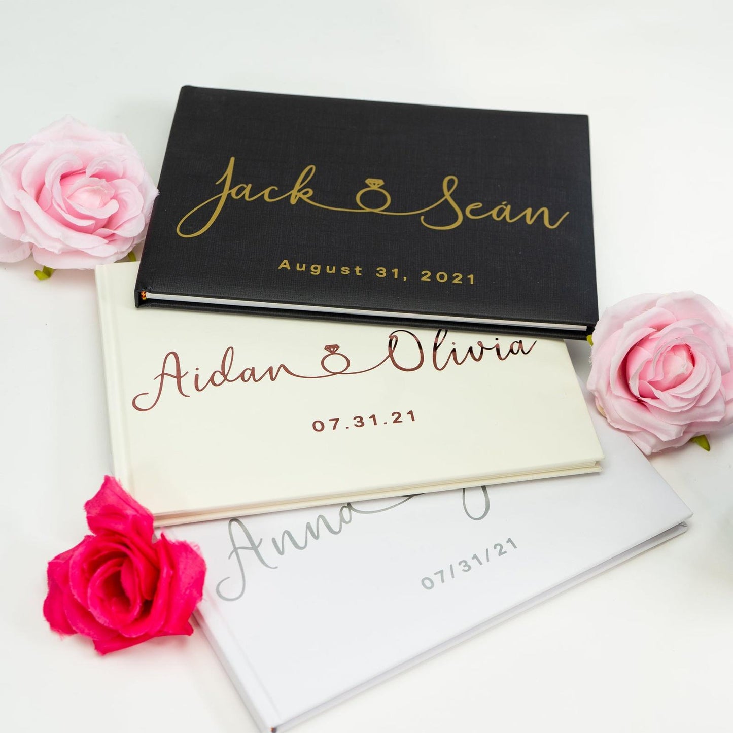 Guest Book, Wedding Guestbook, Visitor Book, Ring Design - PeachandPearstudio