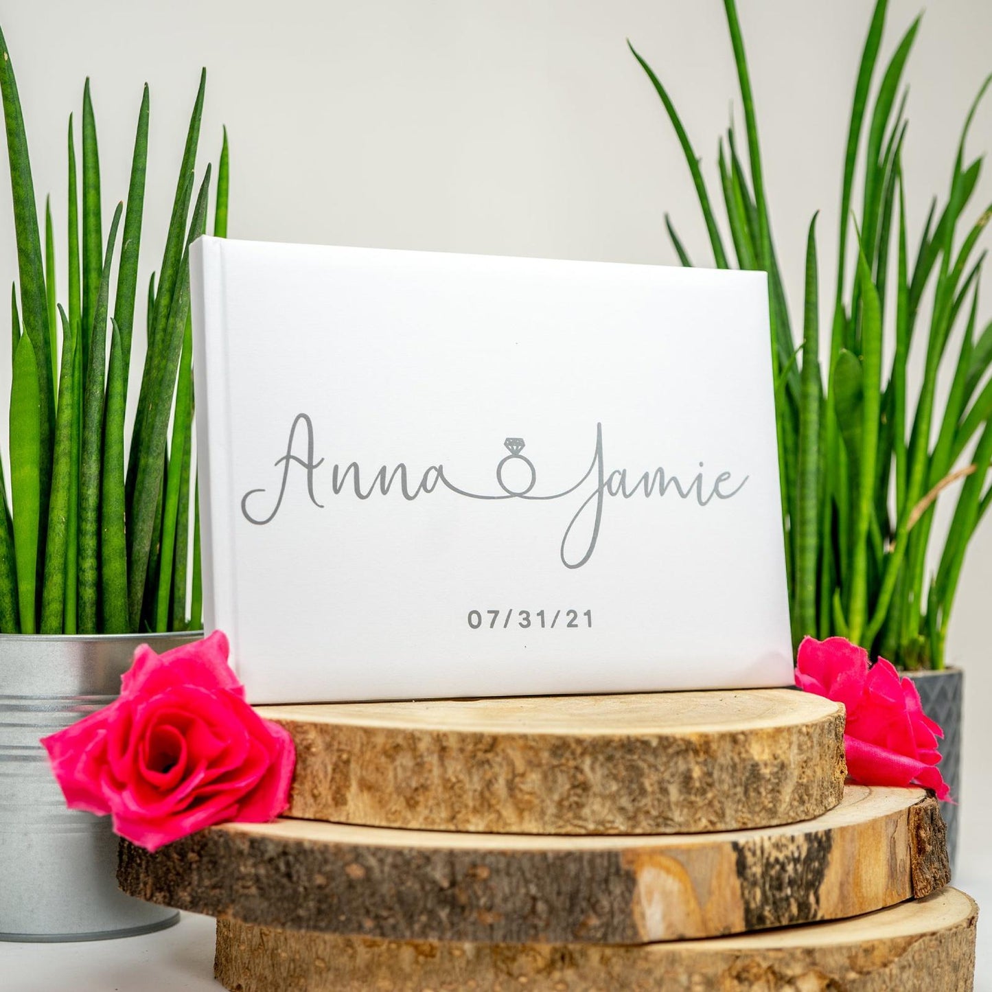 Guest Book, Wedding Guestbook, Visitor Book, Ring Design - PeachandPearstudio