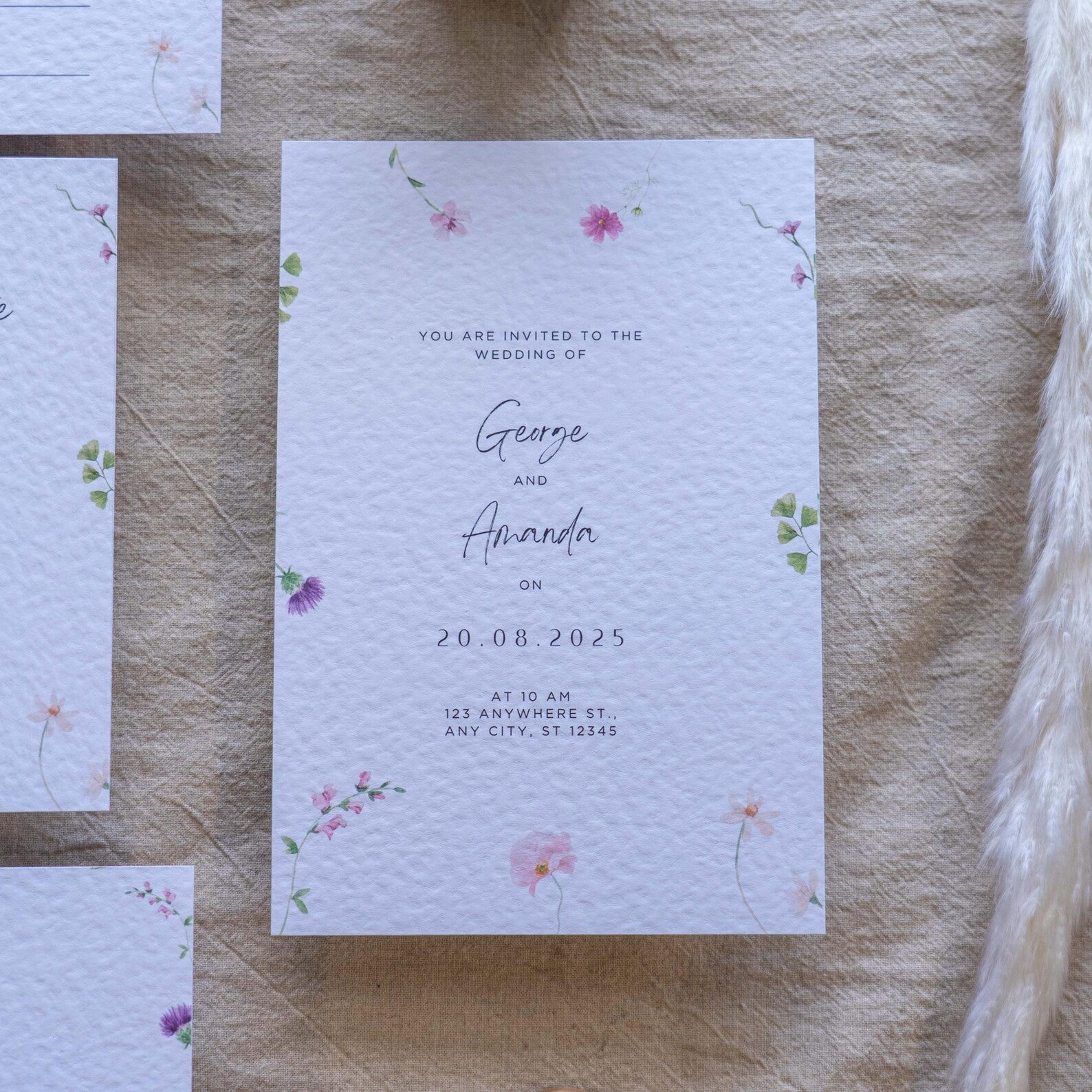 Floral Wedding Invitation & Save the Date. Neutral invitation set (sample pack only)