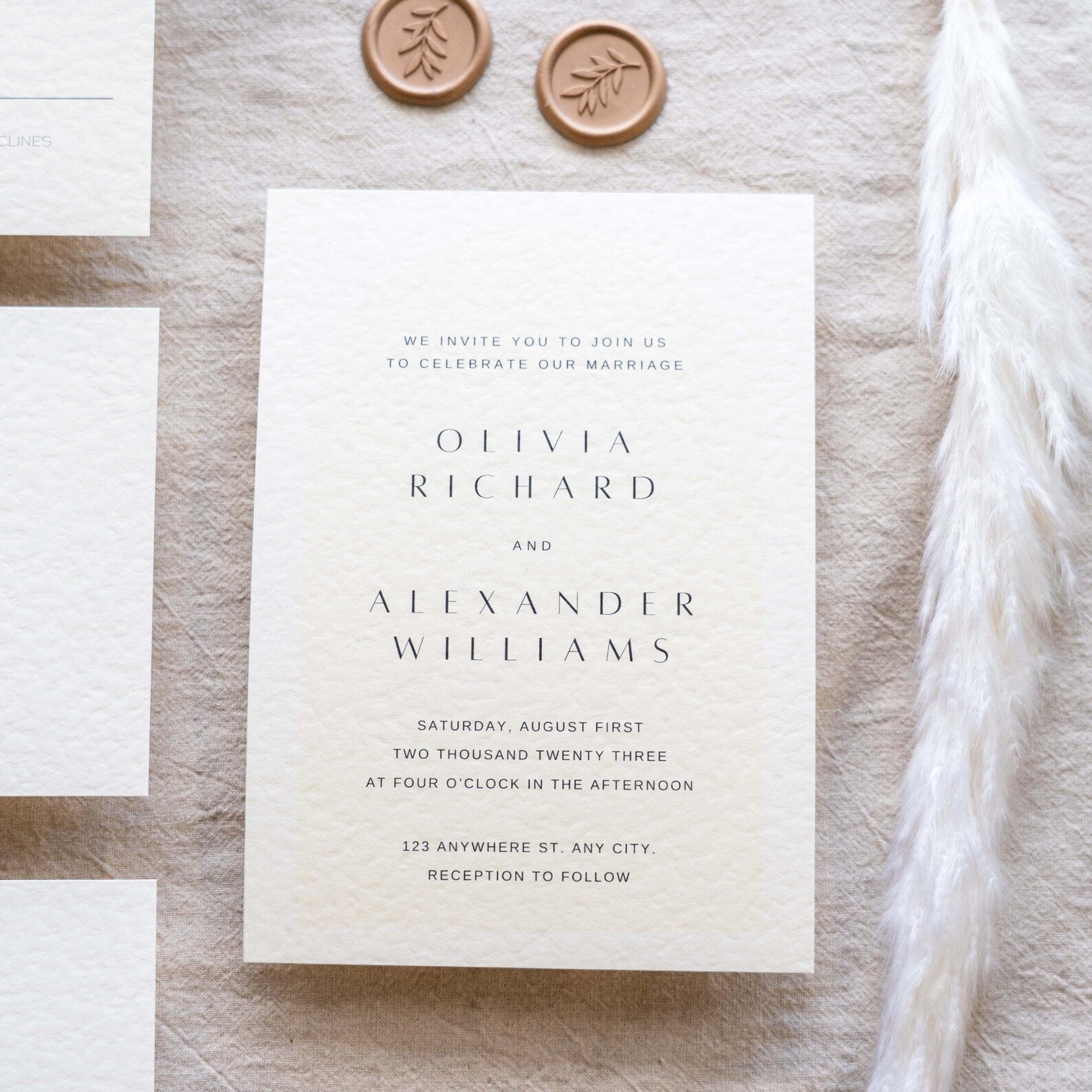 Elegant Wedding Invitation & Save the Date Set with Velum Wrap on Textured Luxury Paper