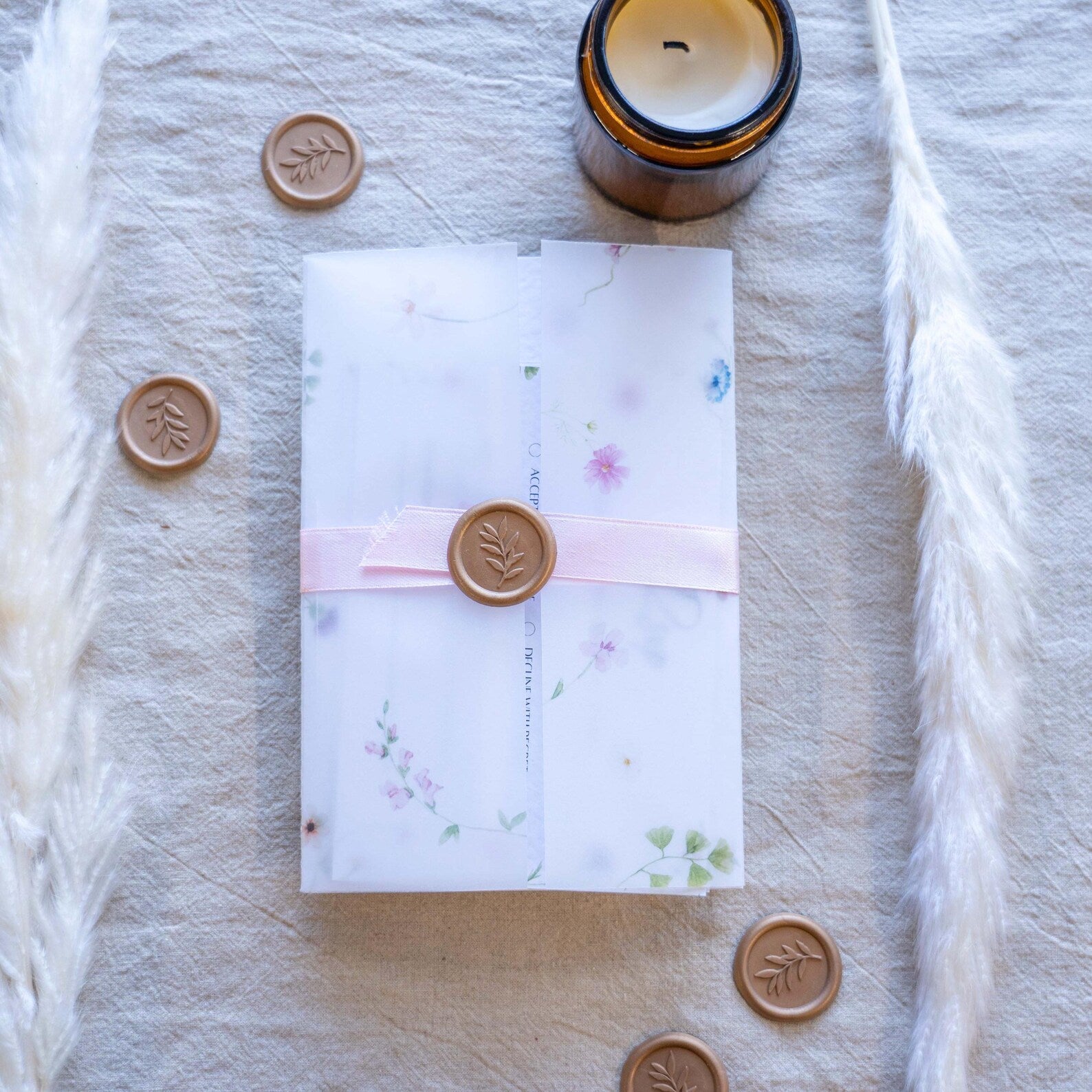 Floral Wedding Invitation & Save the Date. Neutral invitation set (sample pack only)