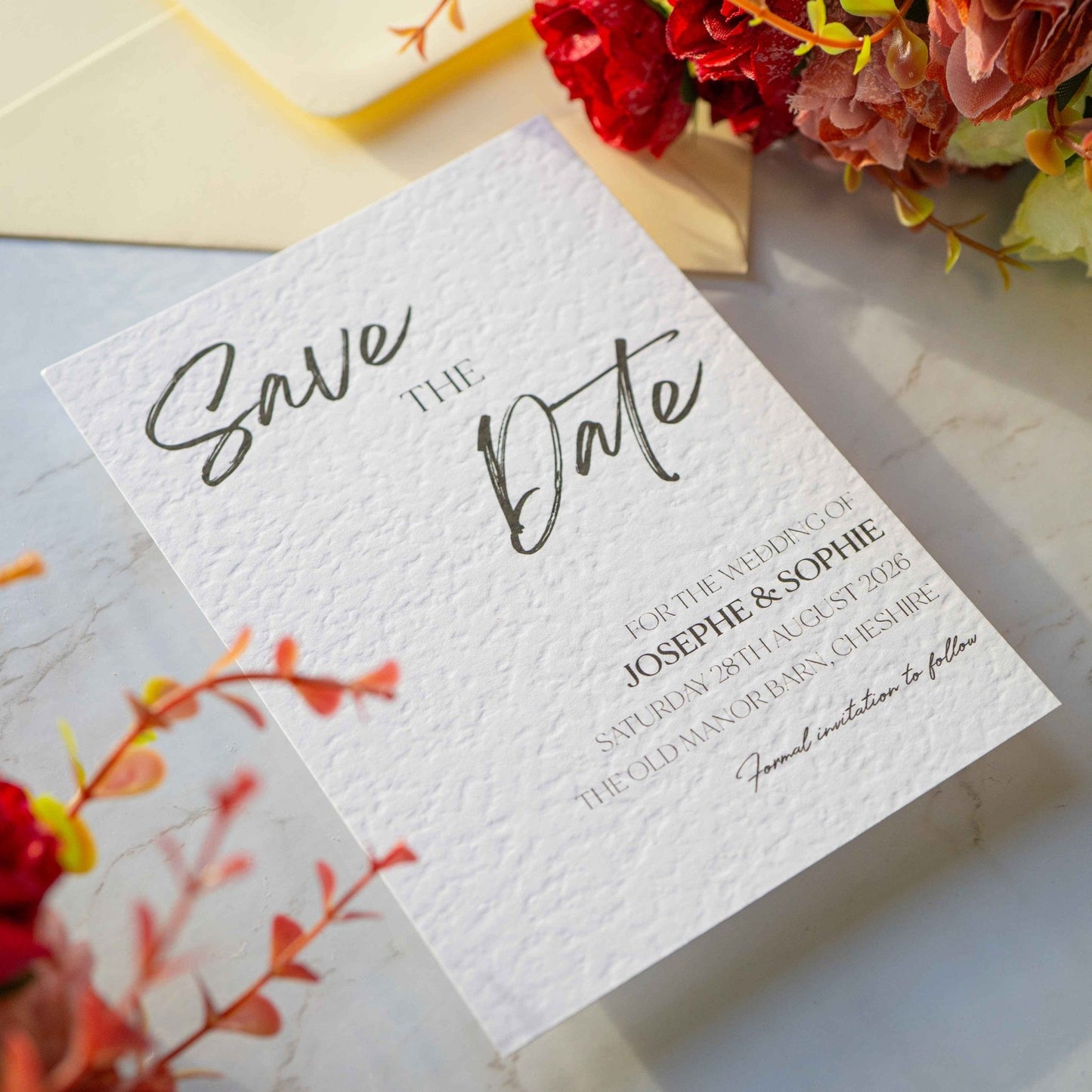 Hammered Textured Save The Date, Premium Quality Wedding Invite