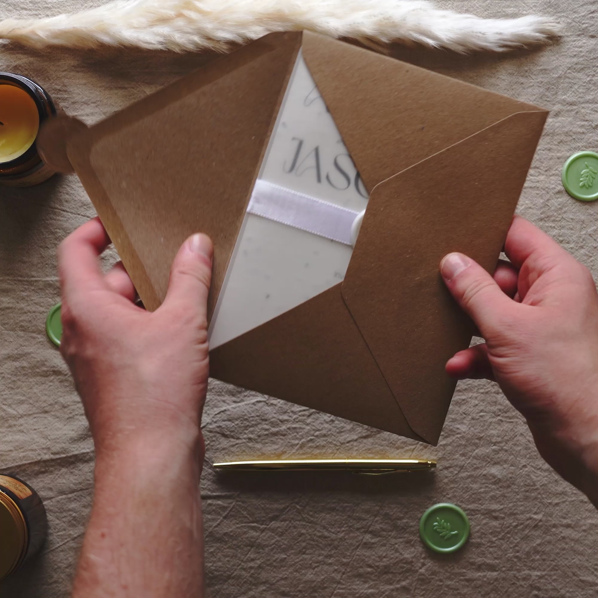 Load video: minimal seeded paper wedding invites