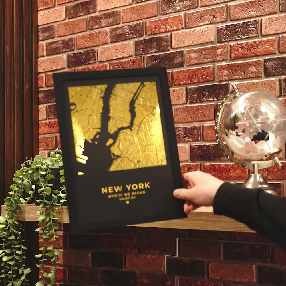 Load video: Gold Foil Printing | Gold Foil Embossed Printing | Love Map
