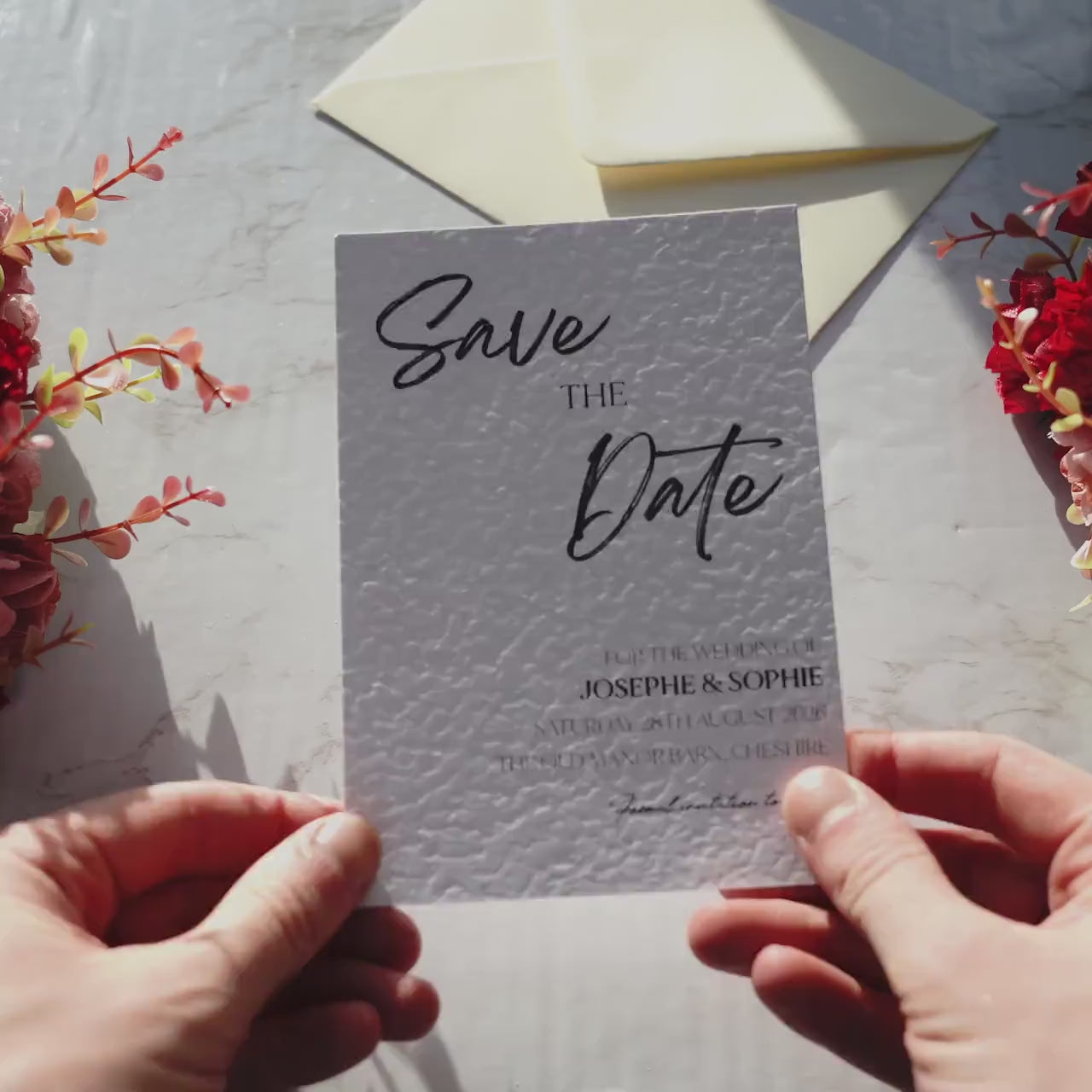 Hammered Textured Save The Date, Premium Quality Wedding Invite