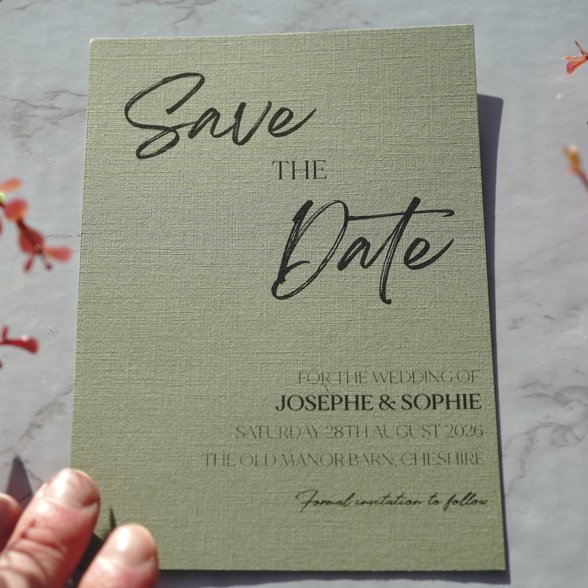 Load video: Moss Green Save The Date