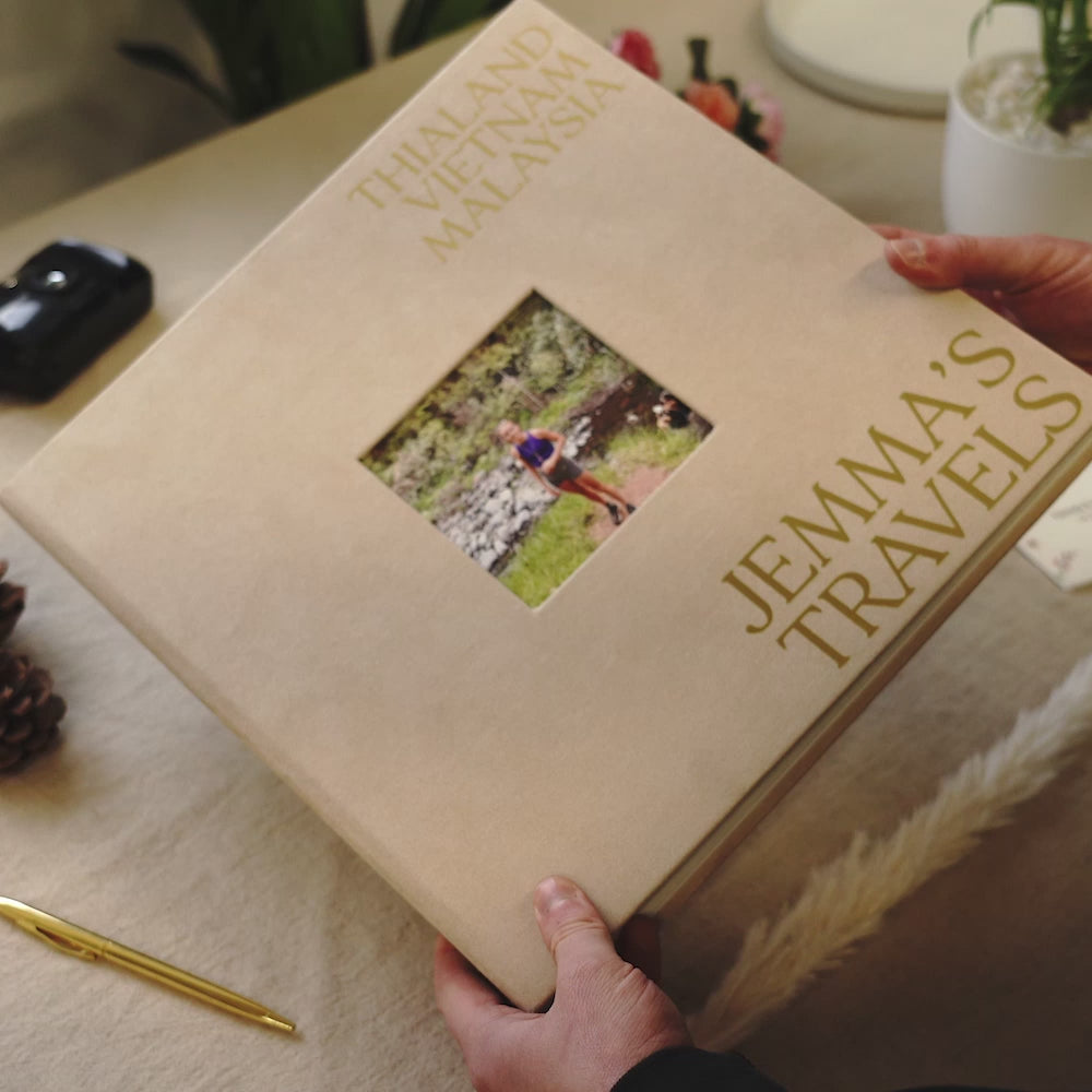 Load video: Extra Large Velvet Travel Photo Album With Window