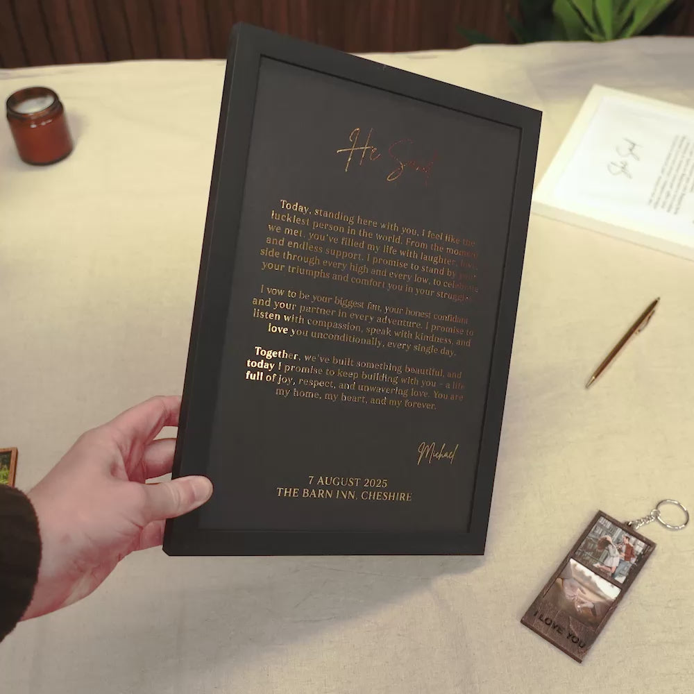 Load video: Gold Foil Wedding Vow Renewal Gifts