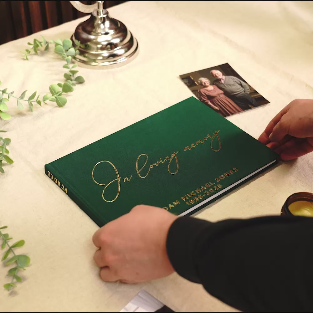 Load video: Personalised Condolence Book For Loved Ones